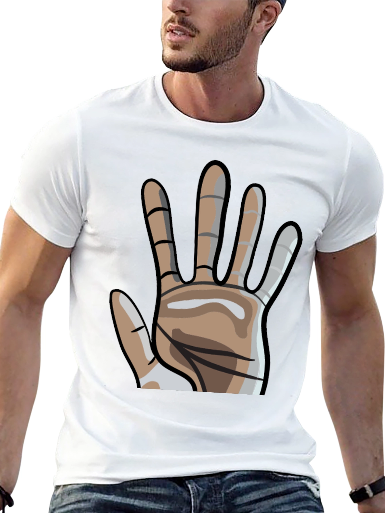 Hand Graphic Tee - Stylish Novelty T-Shirt
