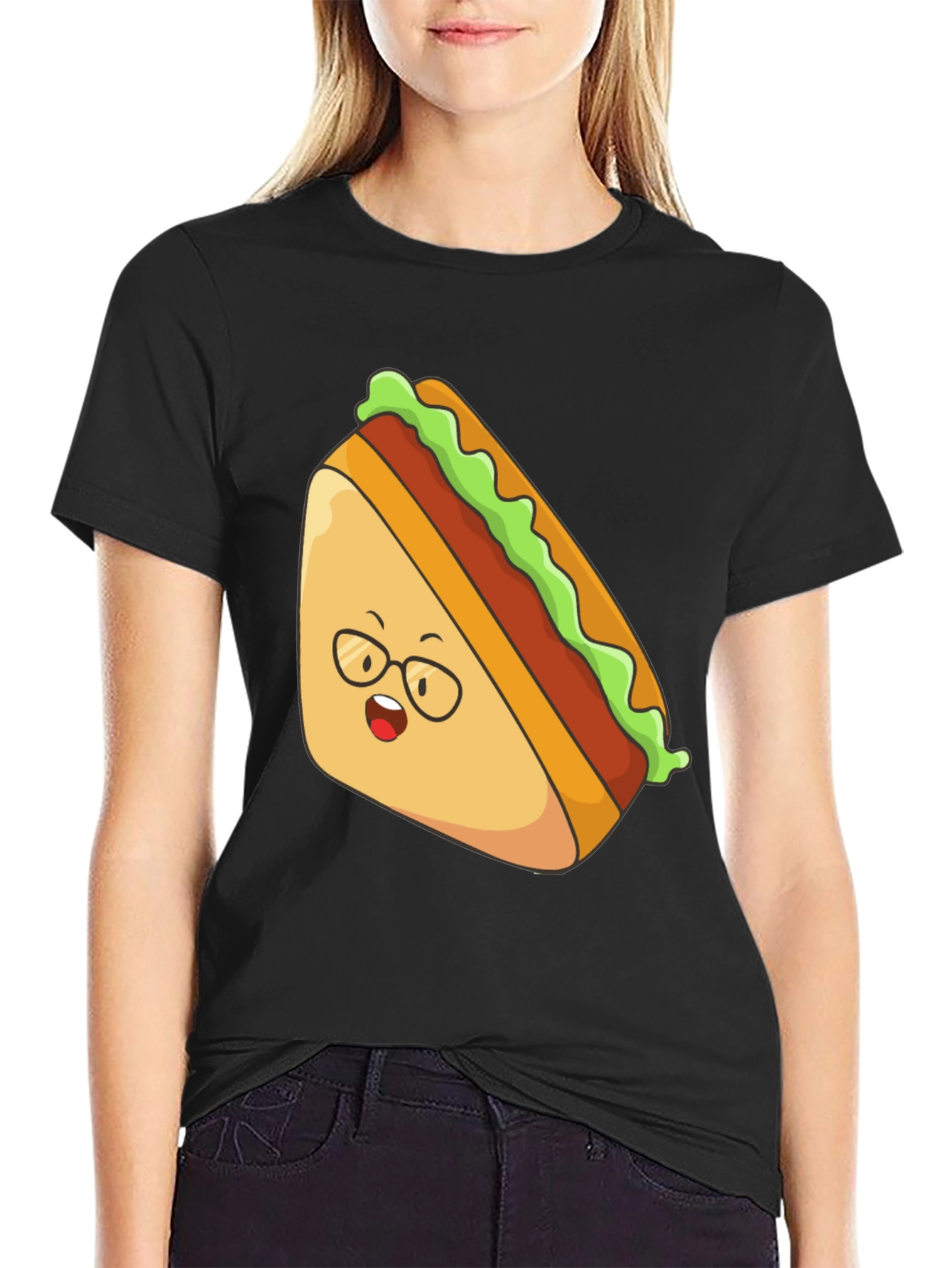 Funny Sandwich Graphic T-Shirt - Black Cotton Tee