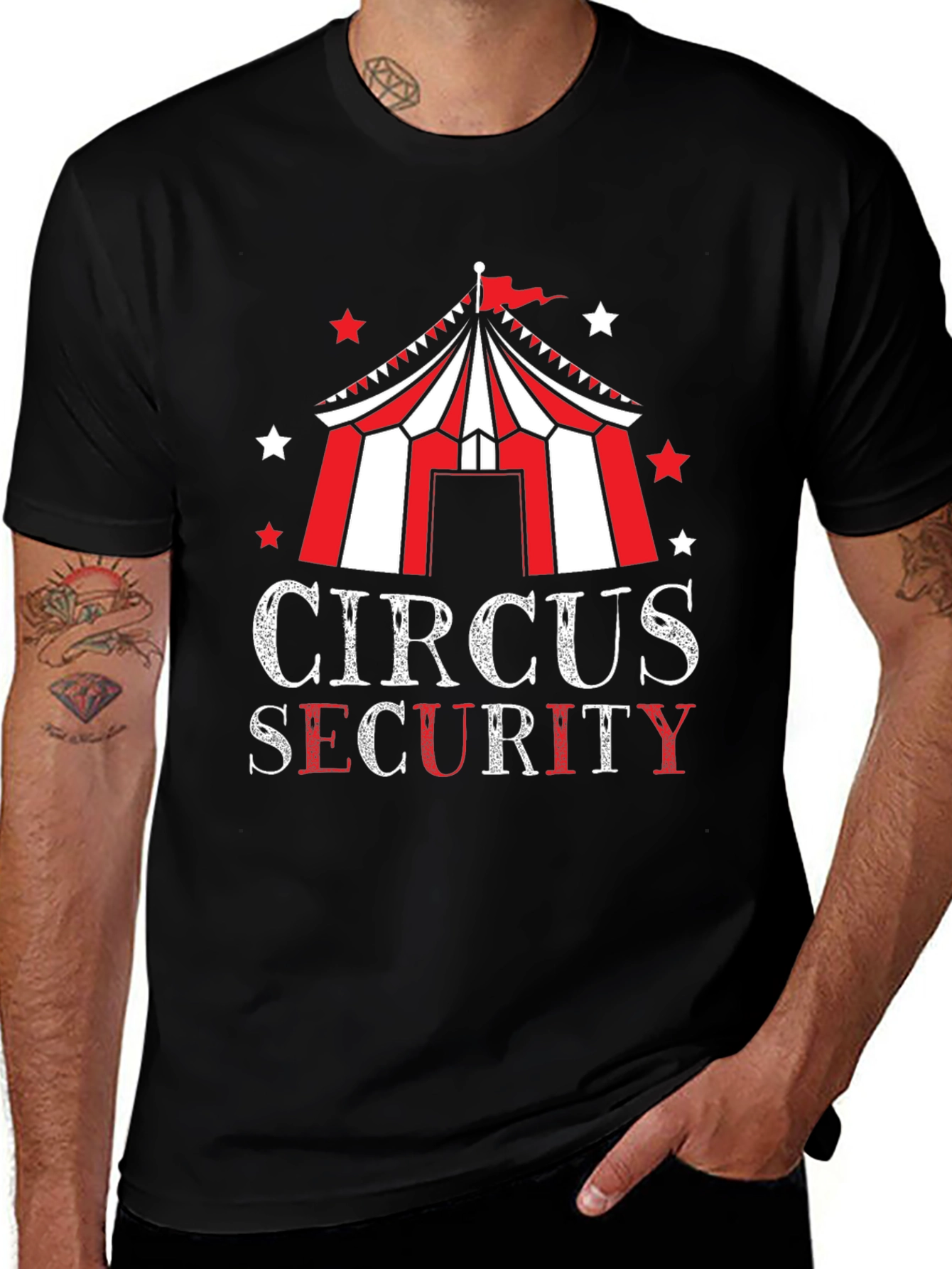 Circus Security Graphic Tee - Black Cotton T-Shirt