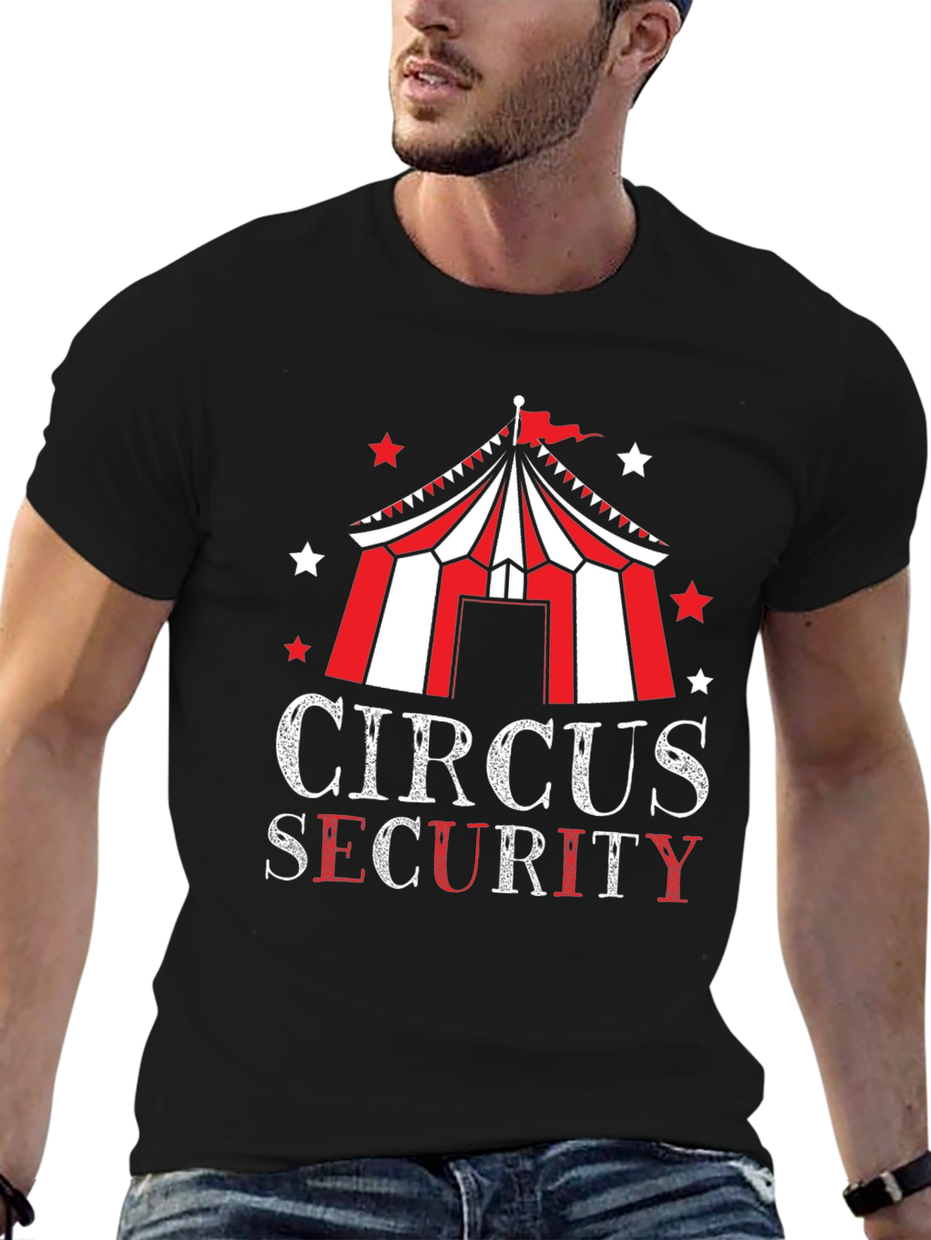 Circus Security Graphic Tee - Black Cotton T-Shirt