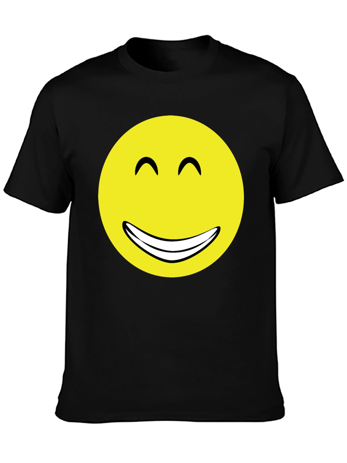 Smiley Face Graphic Tee - Black Cotton T-Shirt