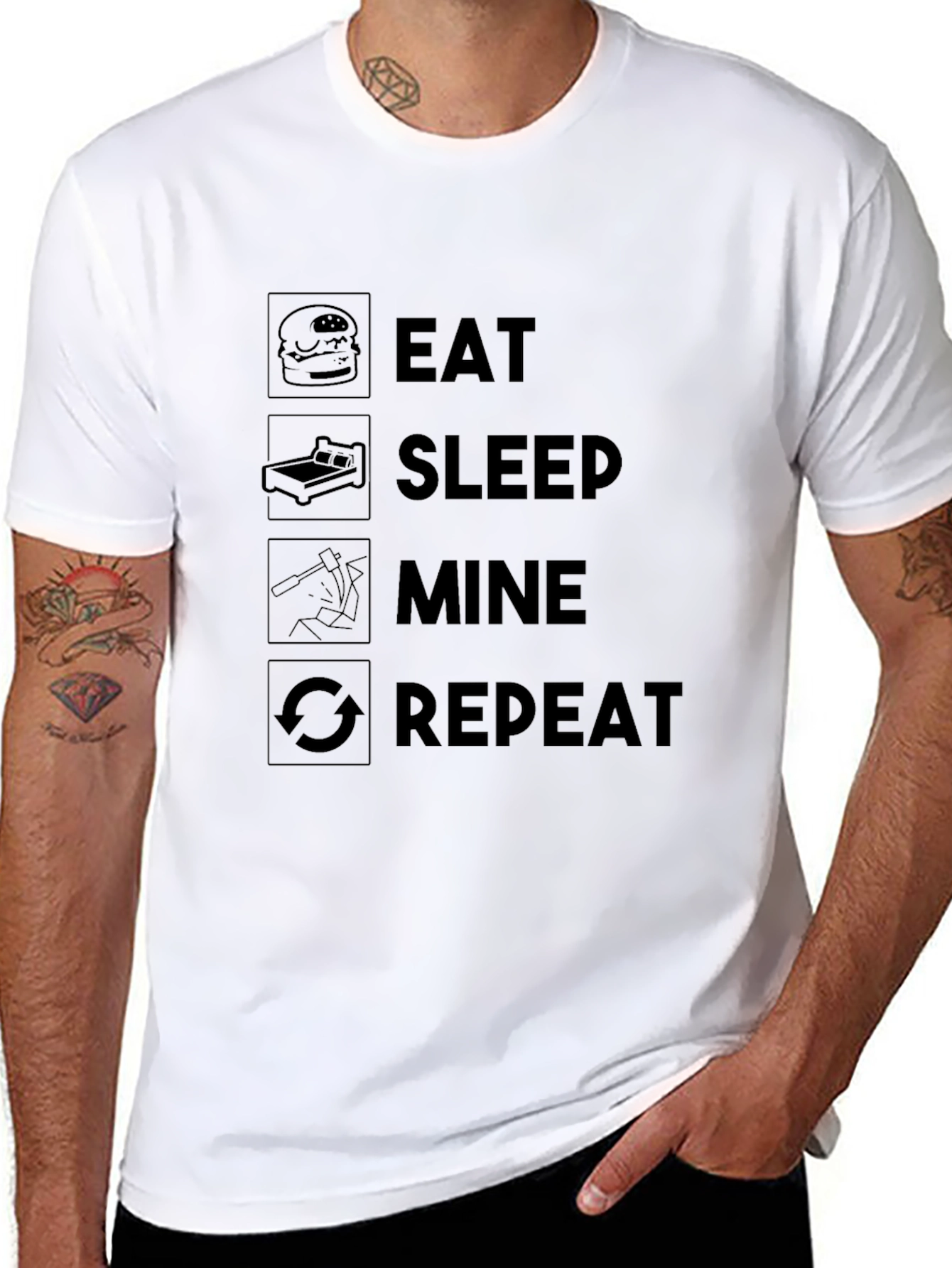 Eat Sleep Mine Repeat Black T-Shirt