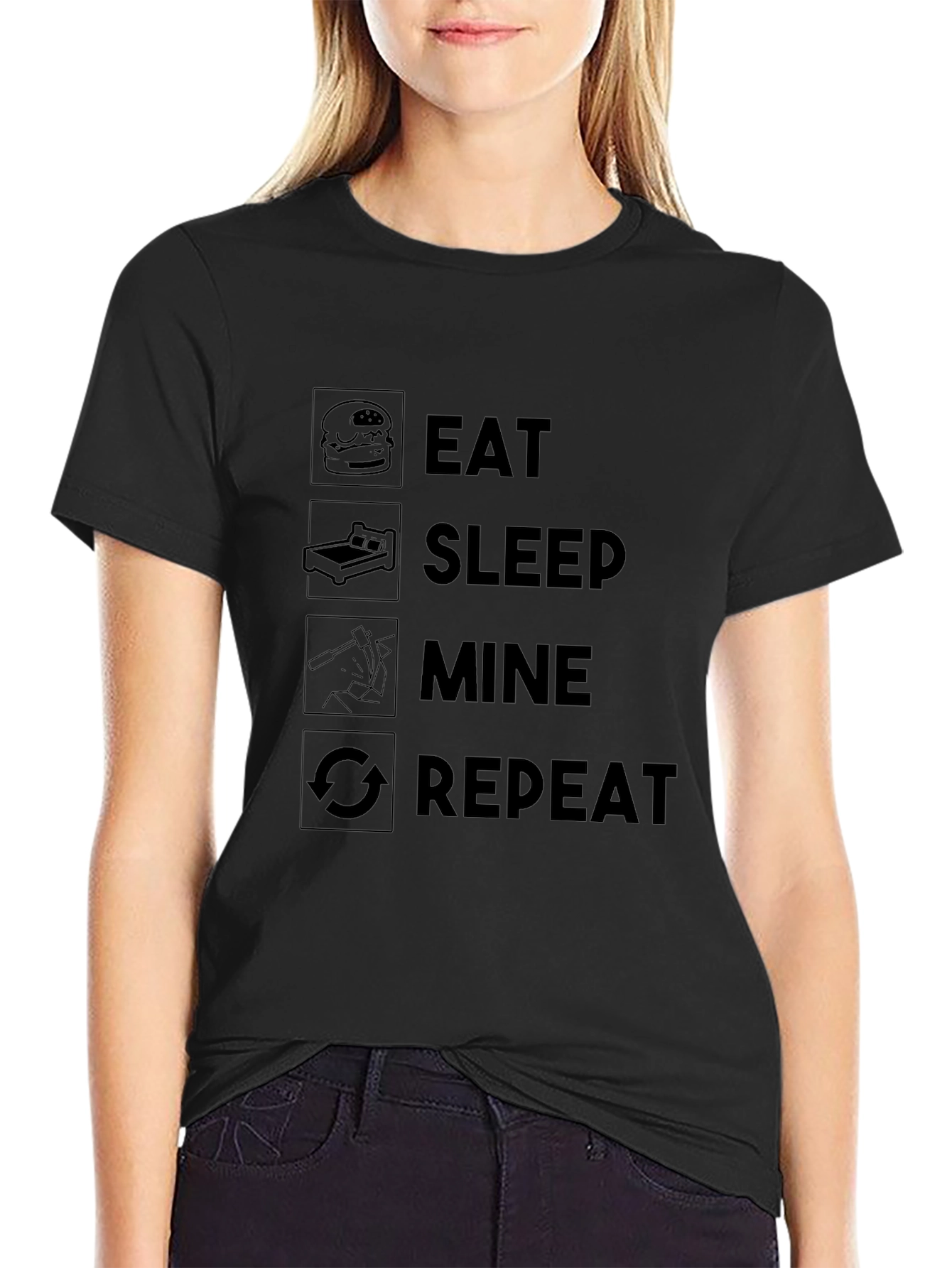 Eat Sleep Mine Repeat Black T-Shirt