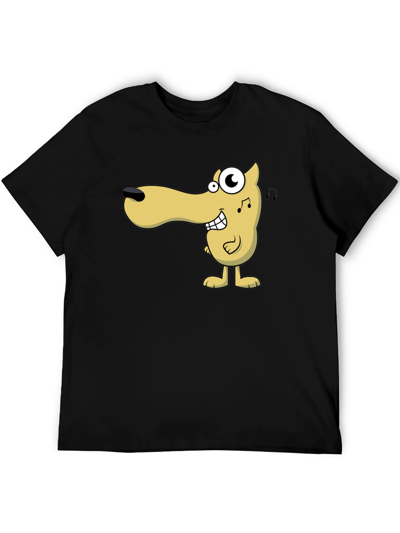 Cartoon Dog Graphic Tee - Black Cotton Comfort