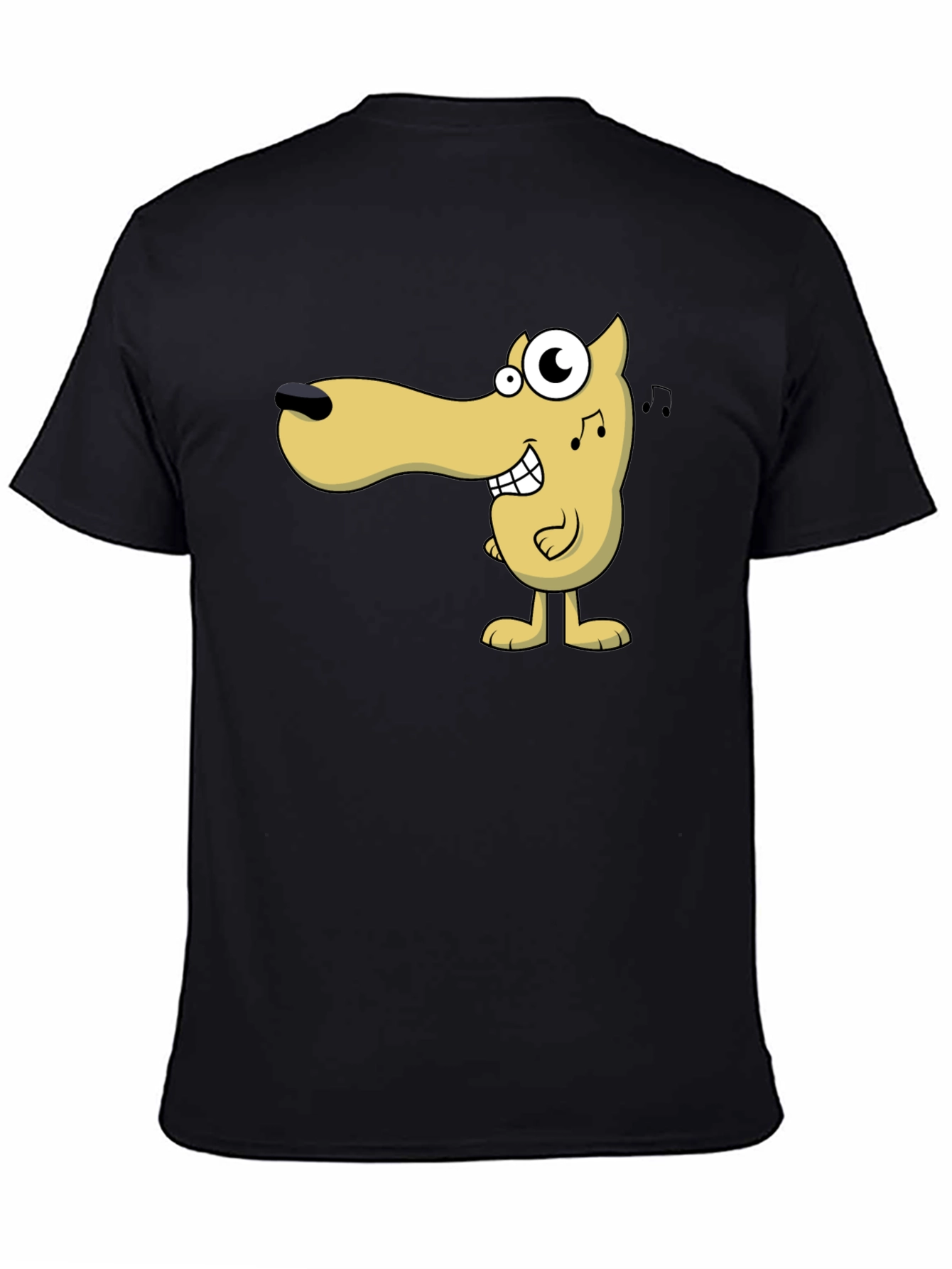 Cartoon Dog Graphic Tee - Black Cotton Comfort