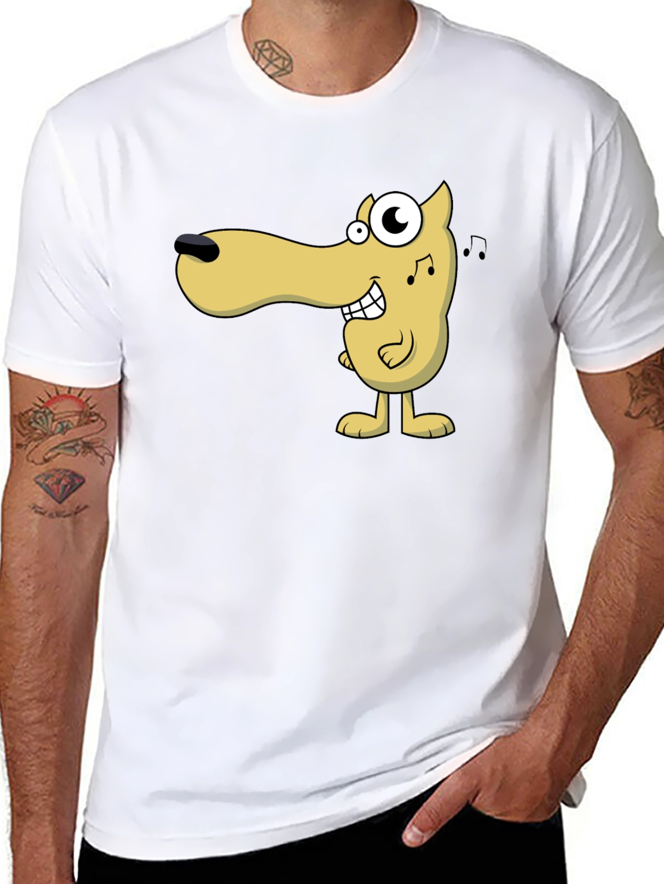 Cartoon Dog Graphic Tee - Black Cotton Comfort