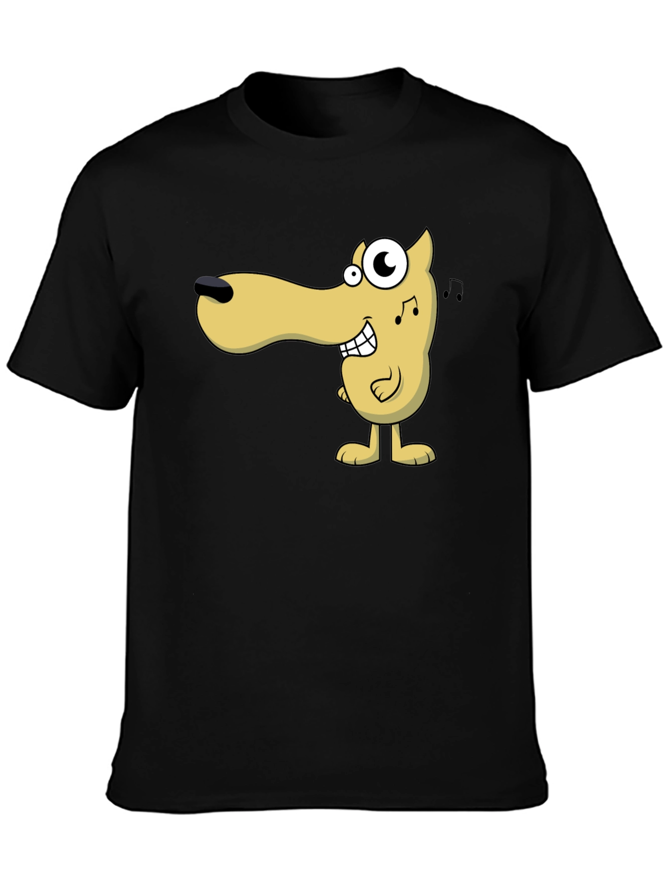 Cartoon Dog Graphic Tee - Black Cotton Comfort