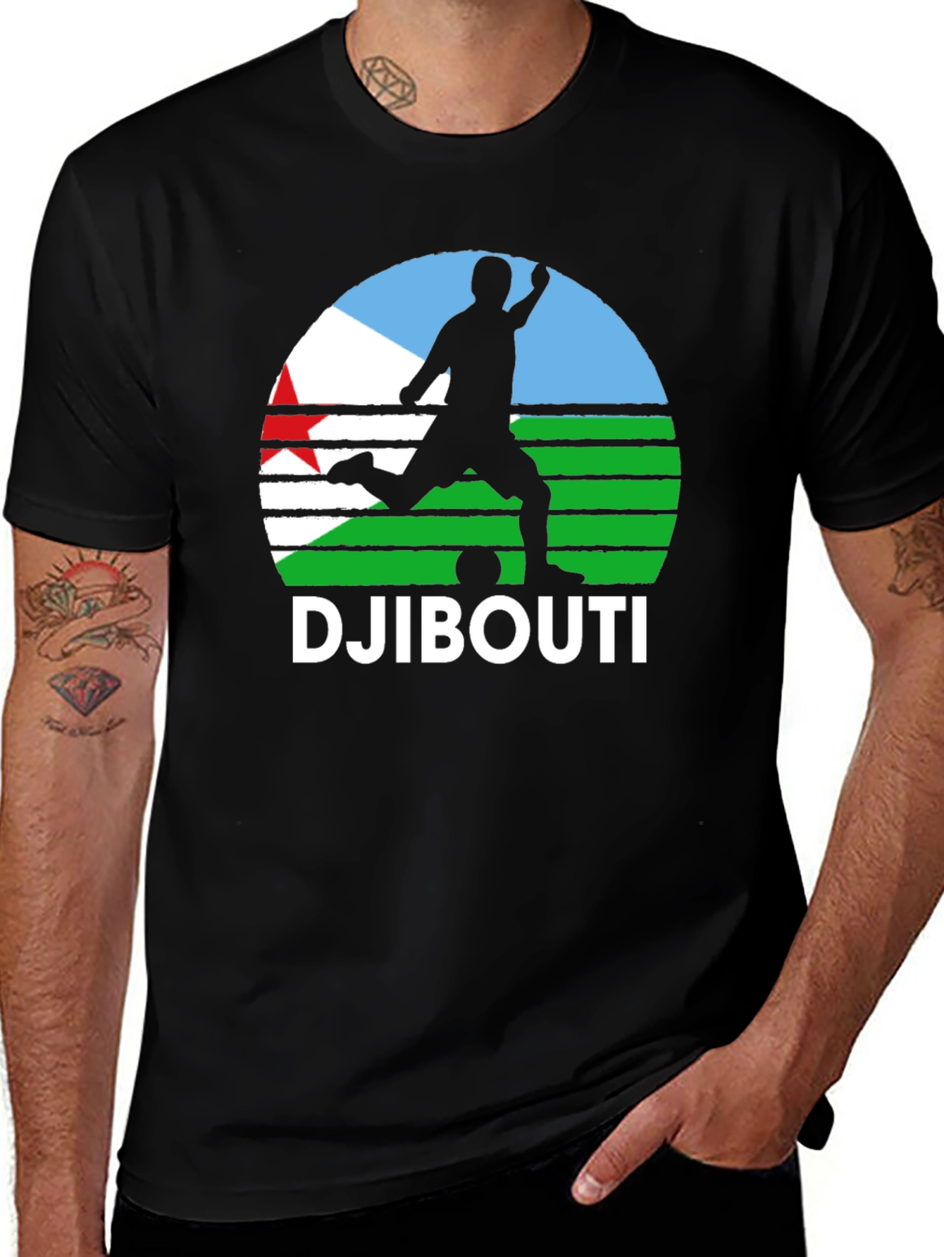 Djibouti Soccer T-Shirt - Mens Black Tee