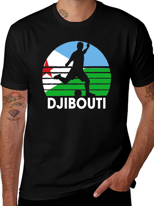 Djibouti Soccer T-Shirt - Mens Black Tee