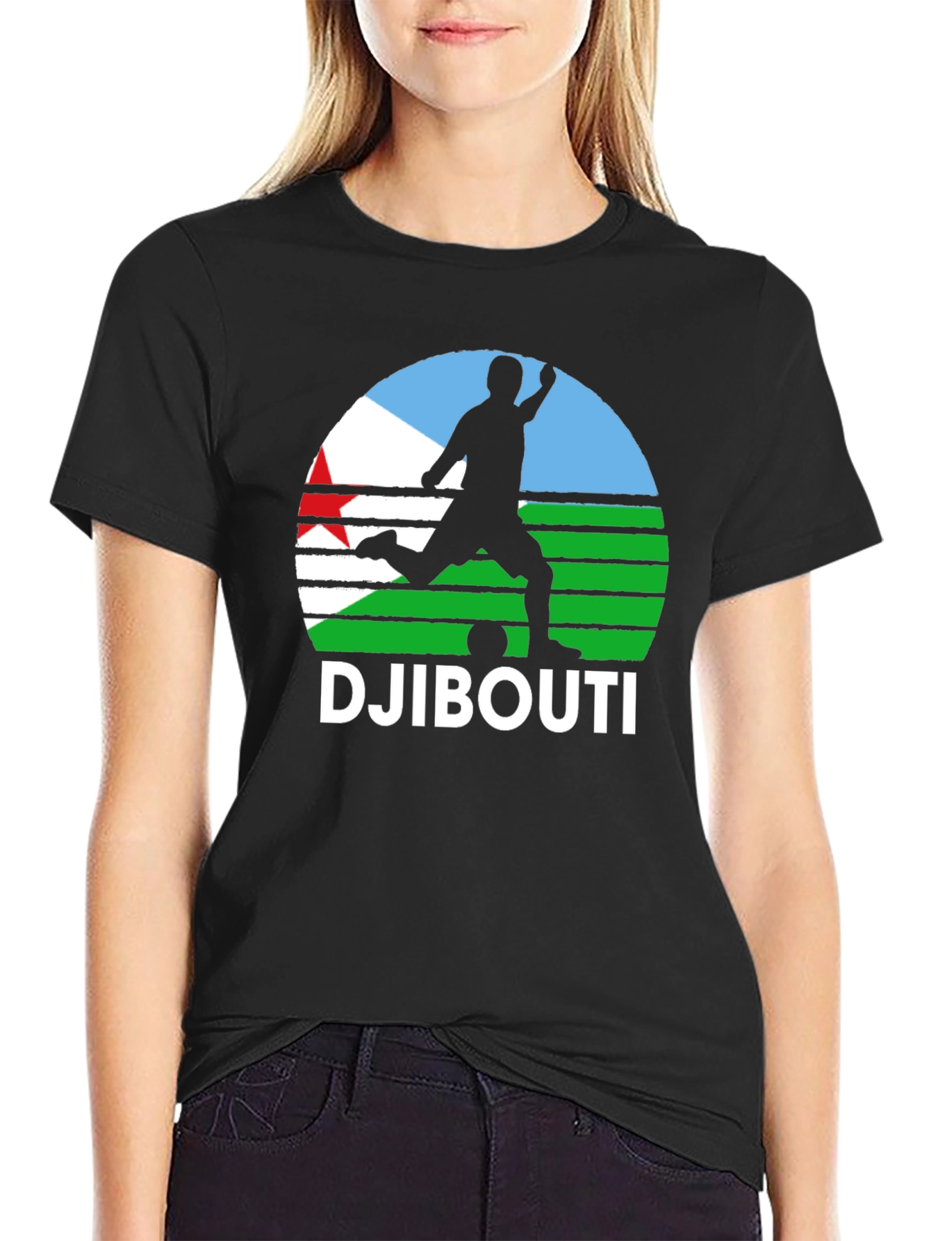 Djibouti Soccer T-Shirt - Mens Black Tee
