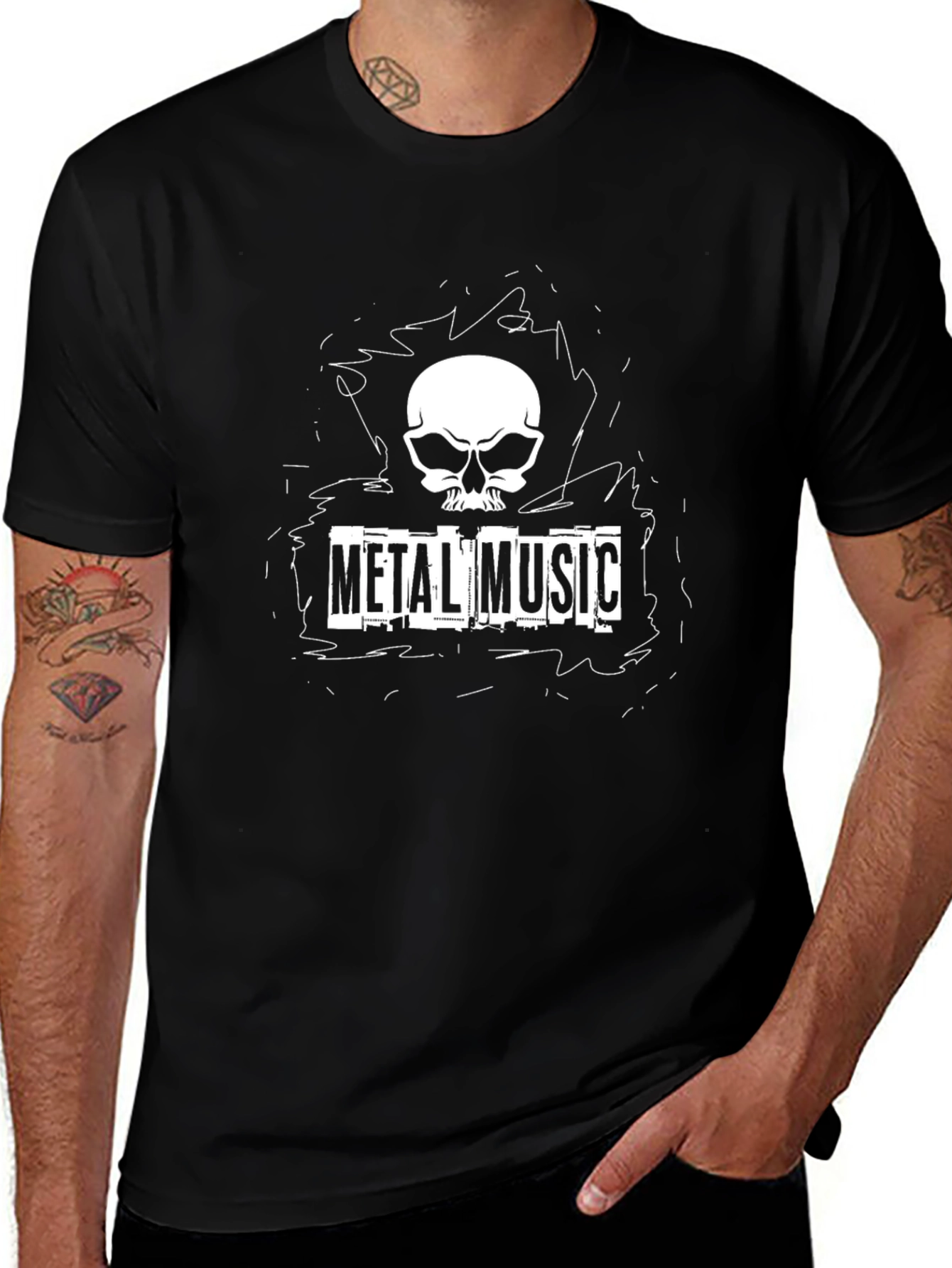 Metal Music Skull T-Shirt - Black
