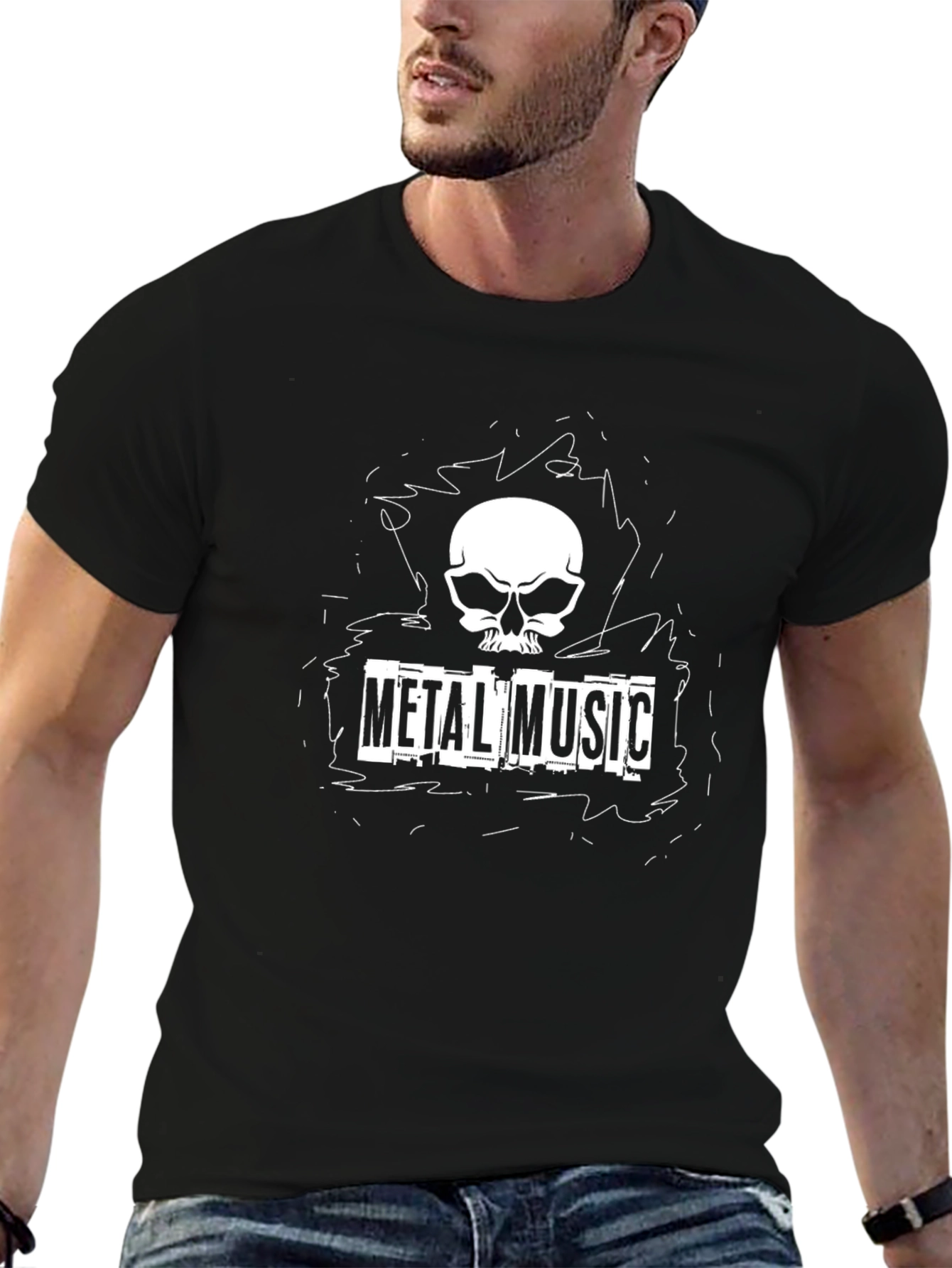 Metal Music Skull T-Shirt - Black