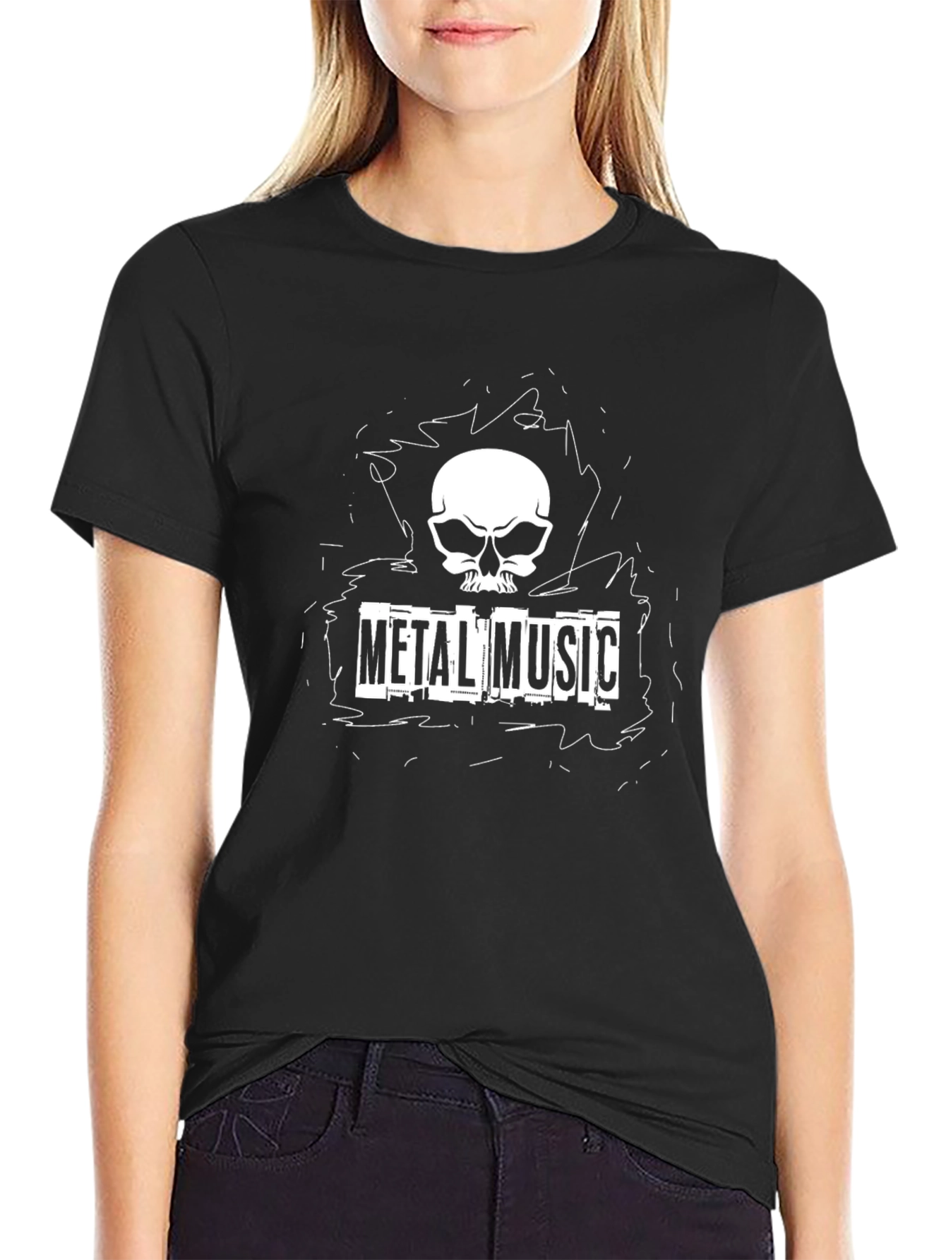 Metal Music Skull T-Shirt - Black