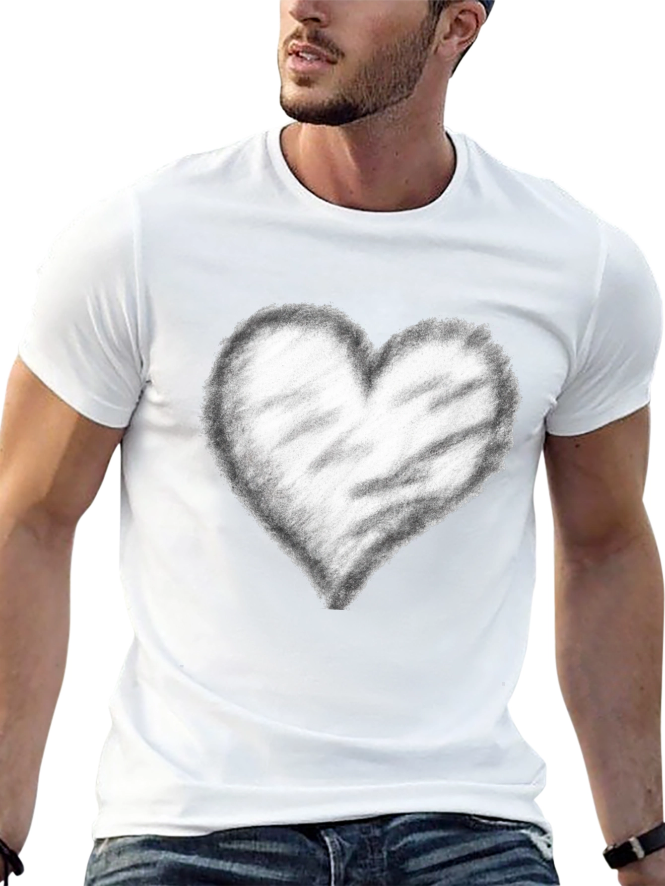 Heart Graphic Black T-Shirt Casual Wear