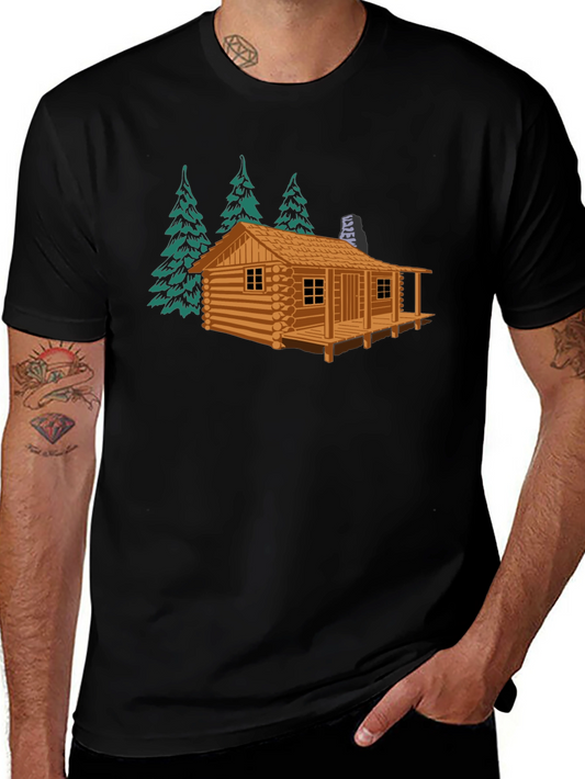 Cabin & Trees Graphic Tee - Cozy Style
