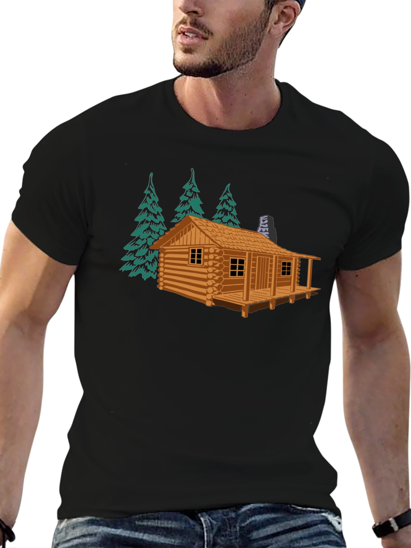 Cabin & Trees Graphic Tee - Cozy Style