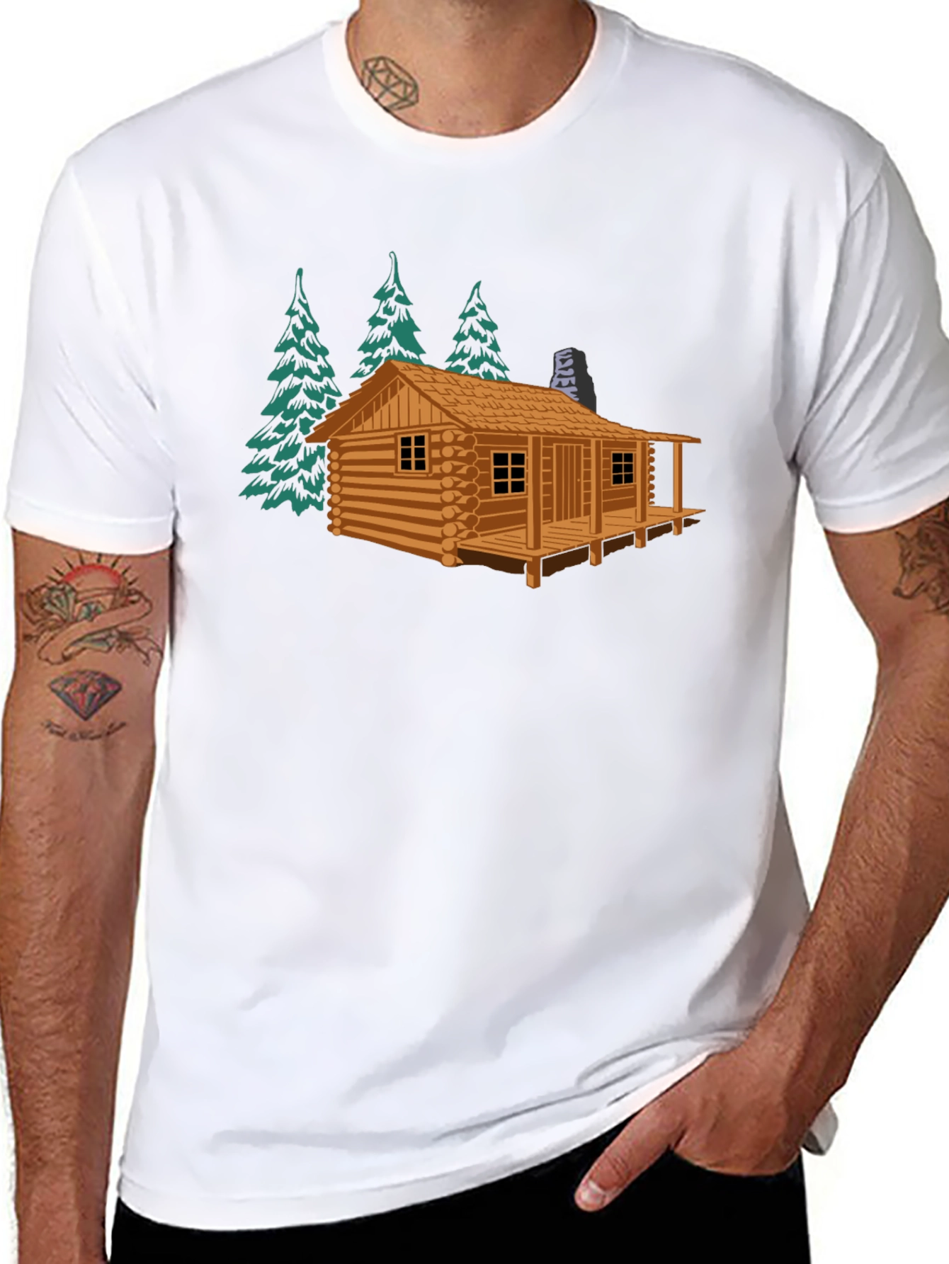 Cabin & Trees Graphic Tee - Cozy Style