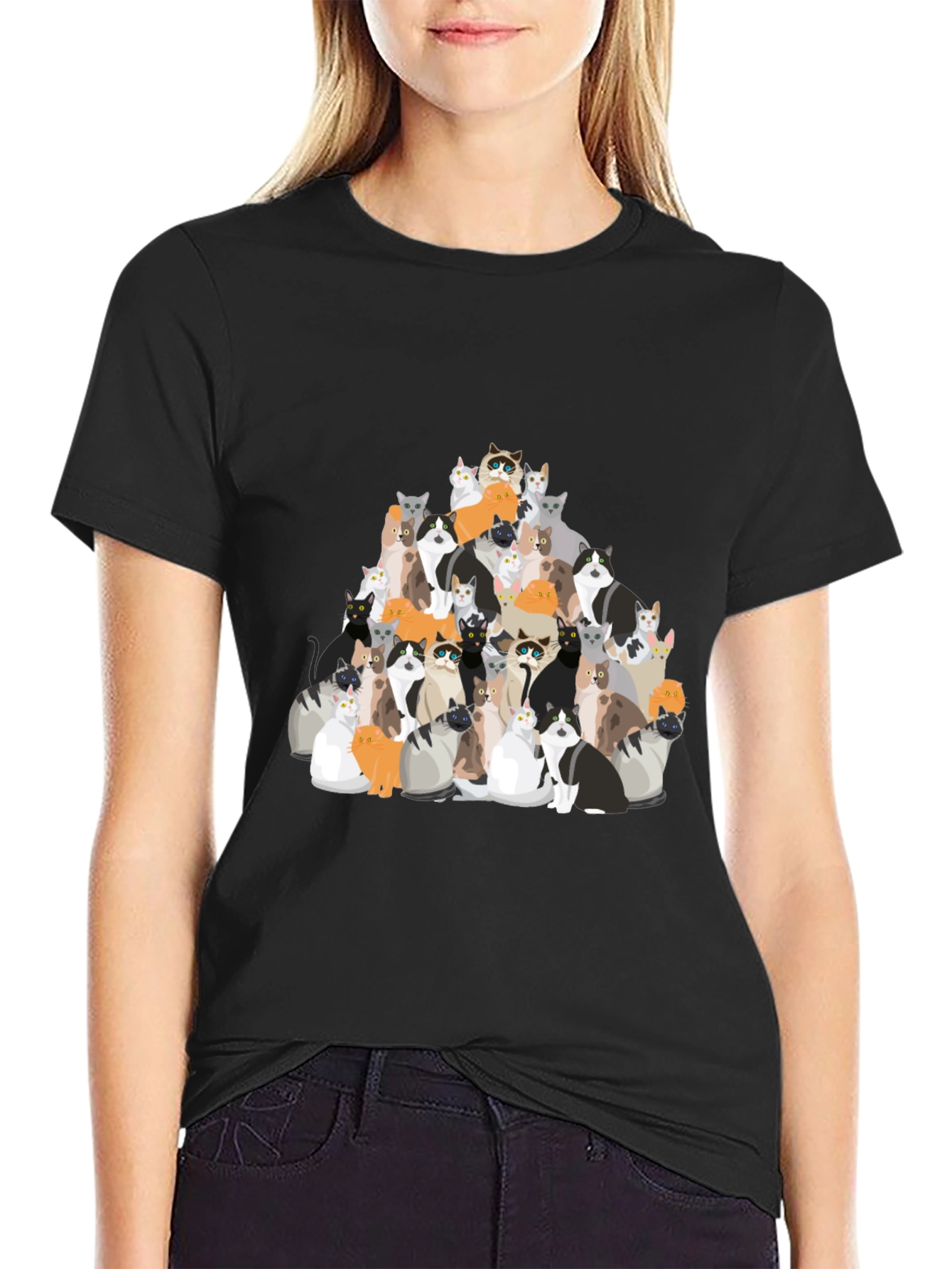 Cat Pile T-Shirt - Crazy Cat Lover Tee