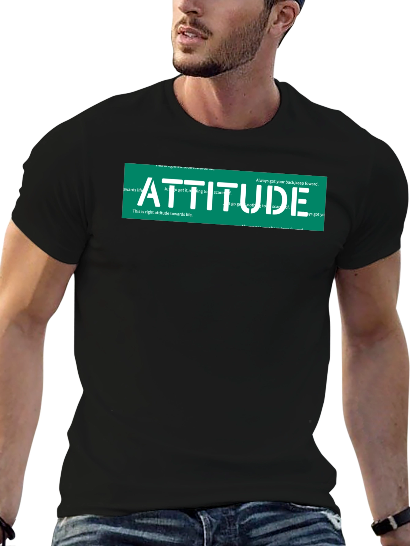 Attitude Graphic Print Black T-Shirt