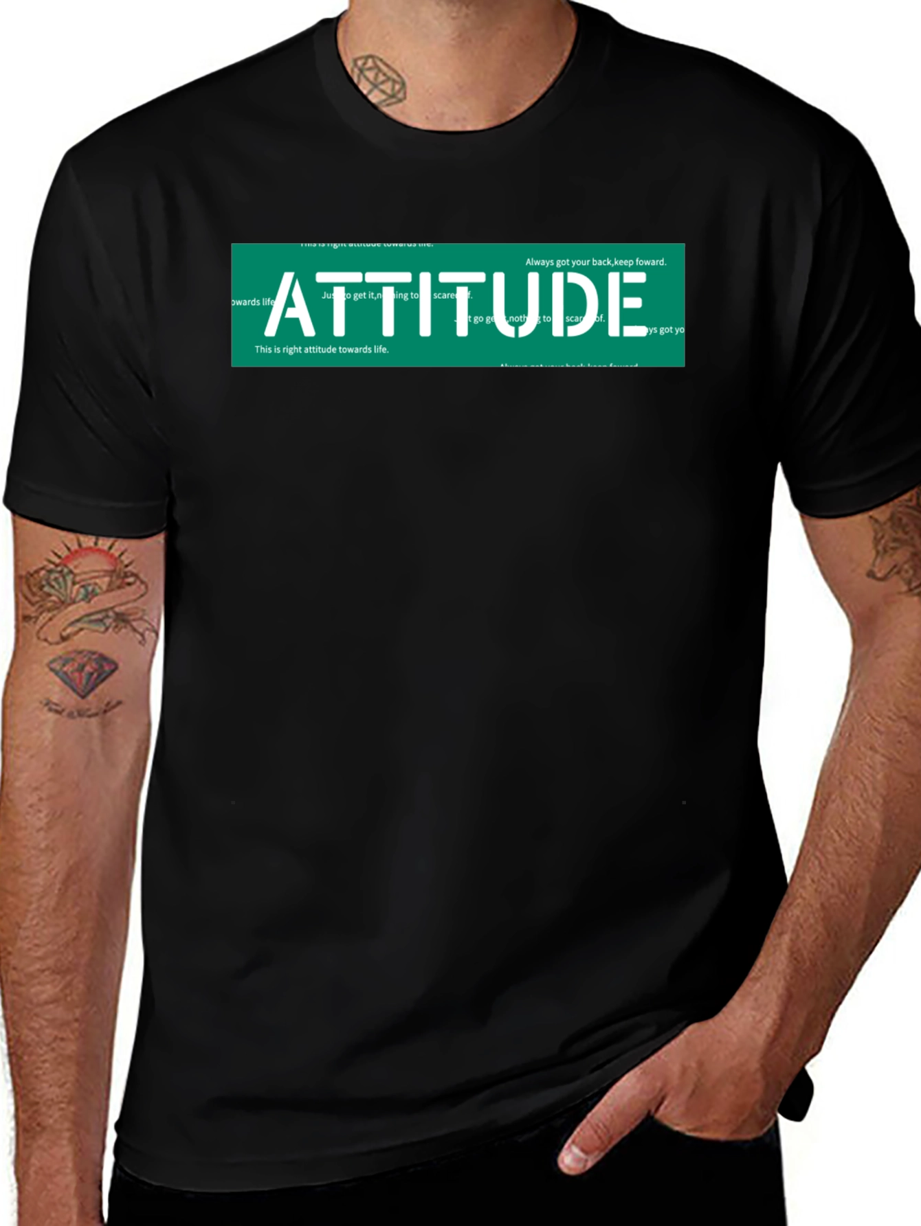 Attitude Graphic Print Black T-Shirt