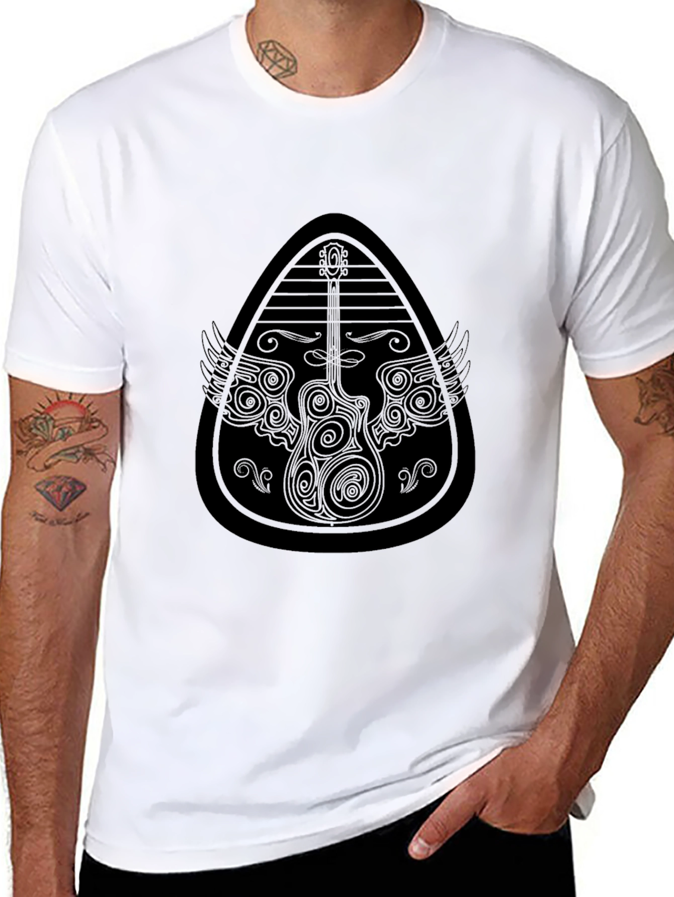 Guitar Pick Wings T-Shirt - Cool Graphic Tee