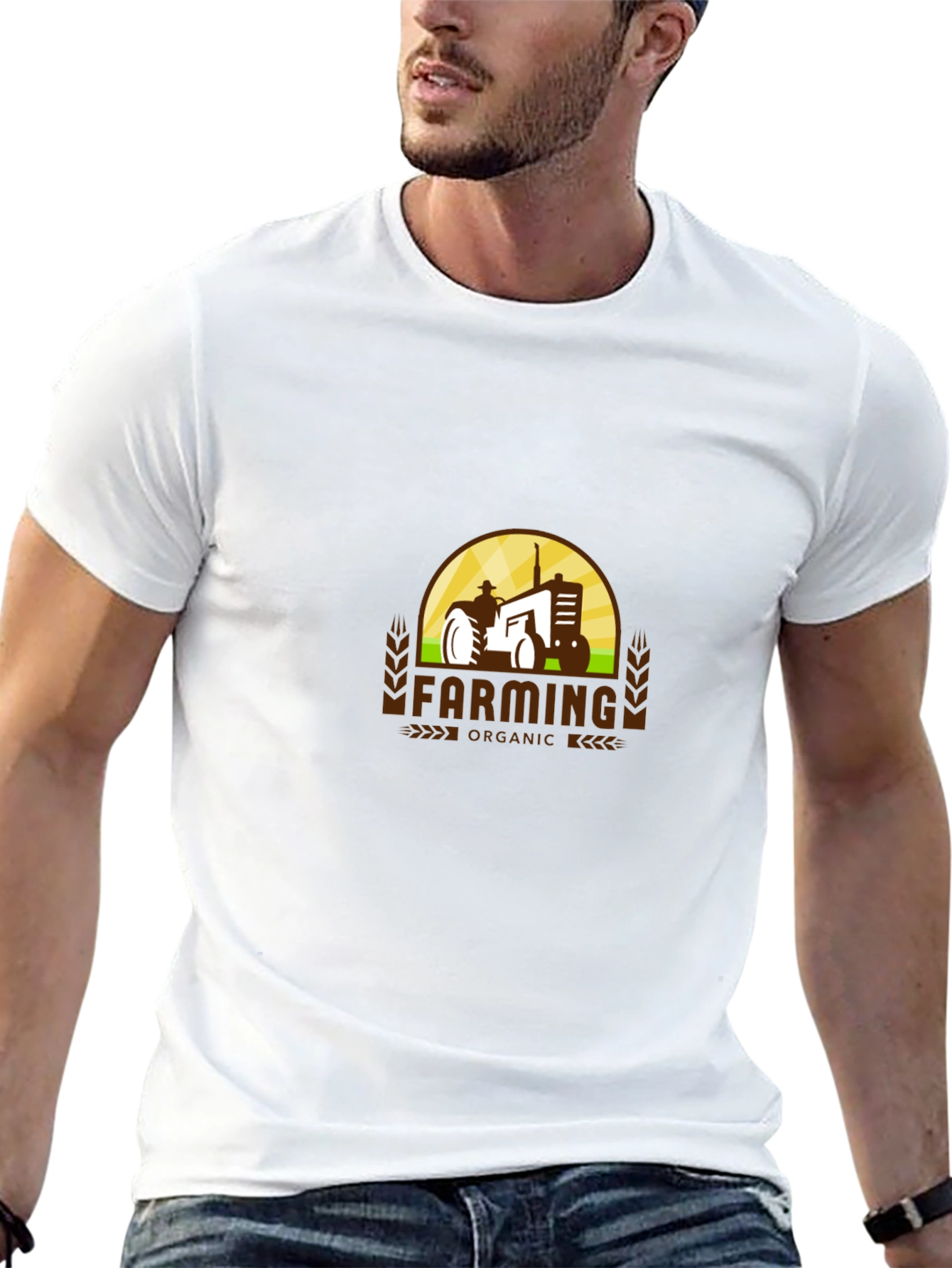 Farming Organic Tractor Graphic T-Shirt