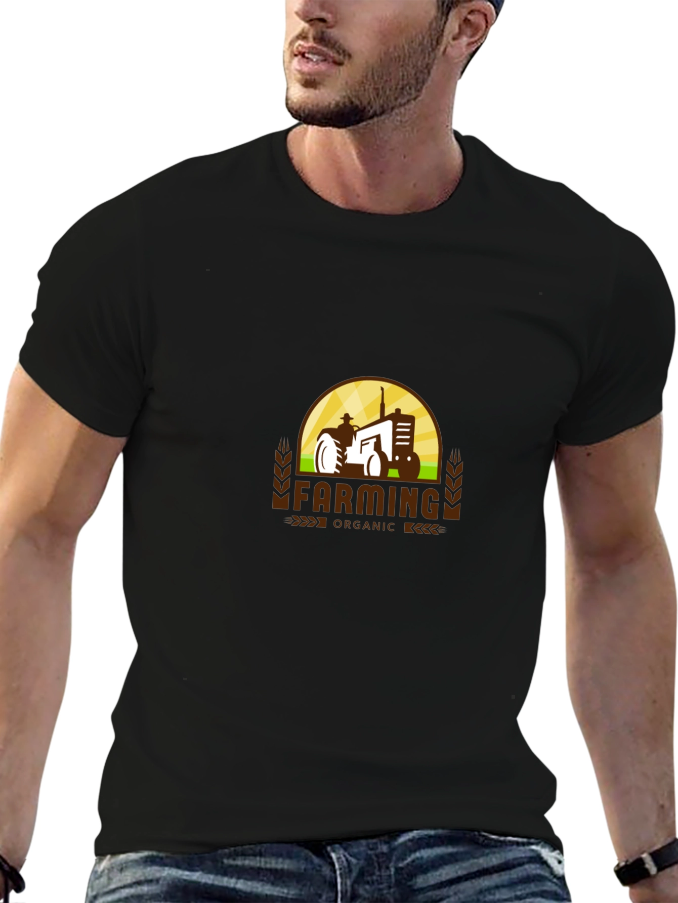 Farming Organic Tractor Graphic T-Shirt