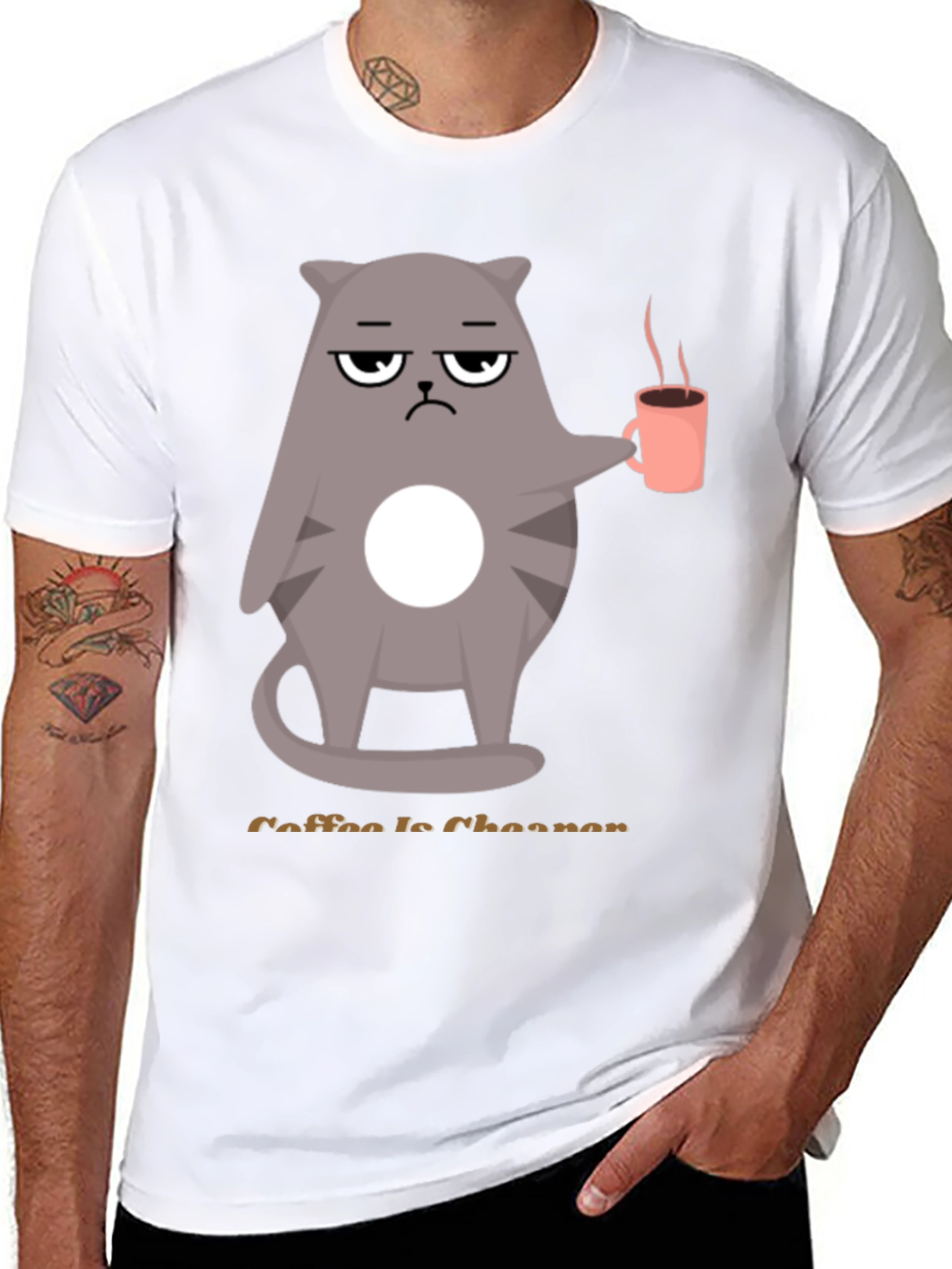 Coffee is Cheaper T-Shirt - Grumpy Cat Design
