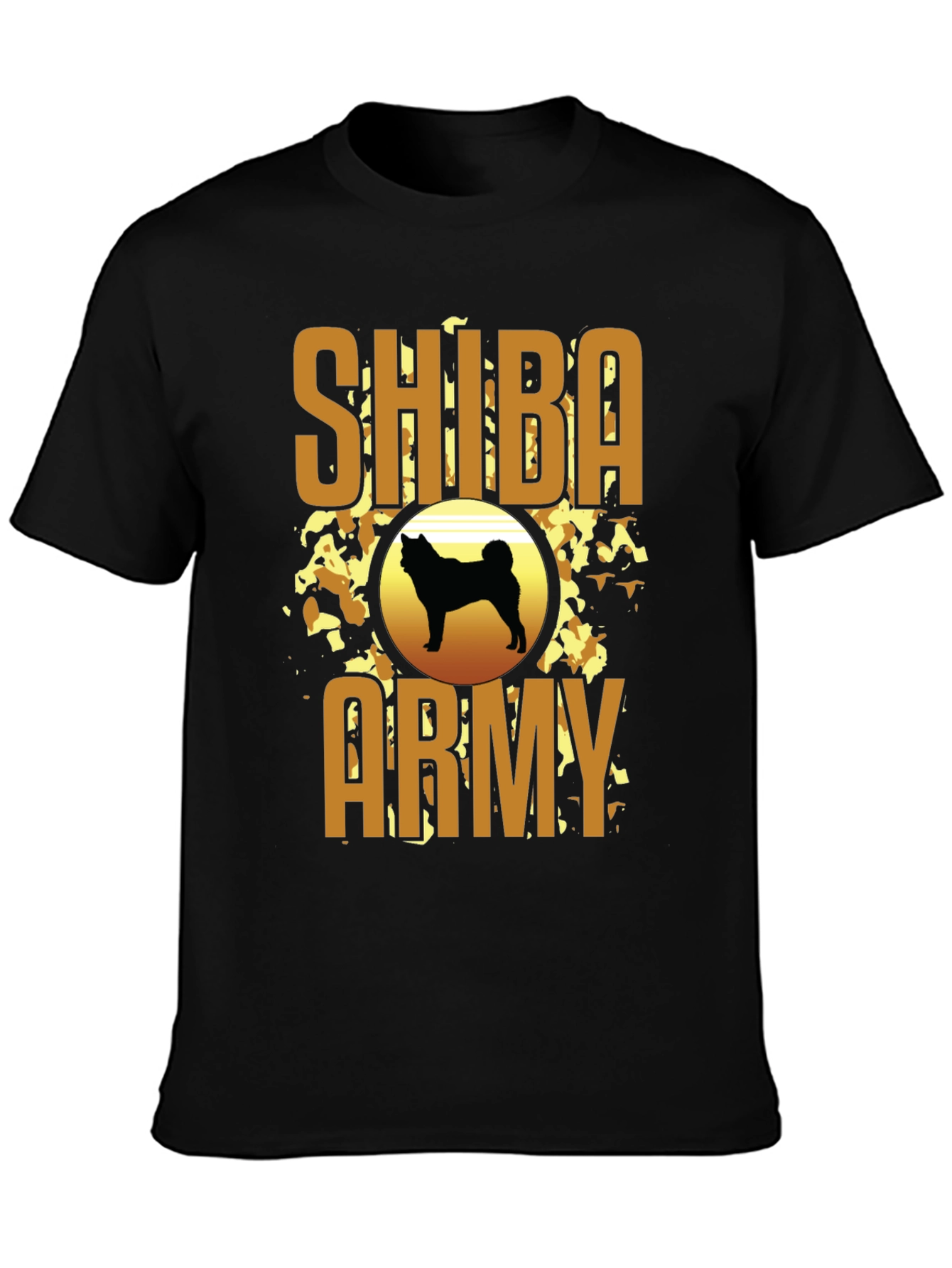 Shiba Army Graphic Tee - Black Crew Neck T-Shirt