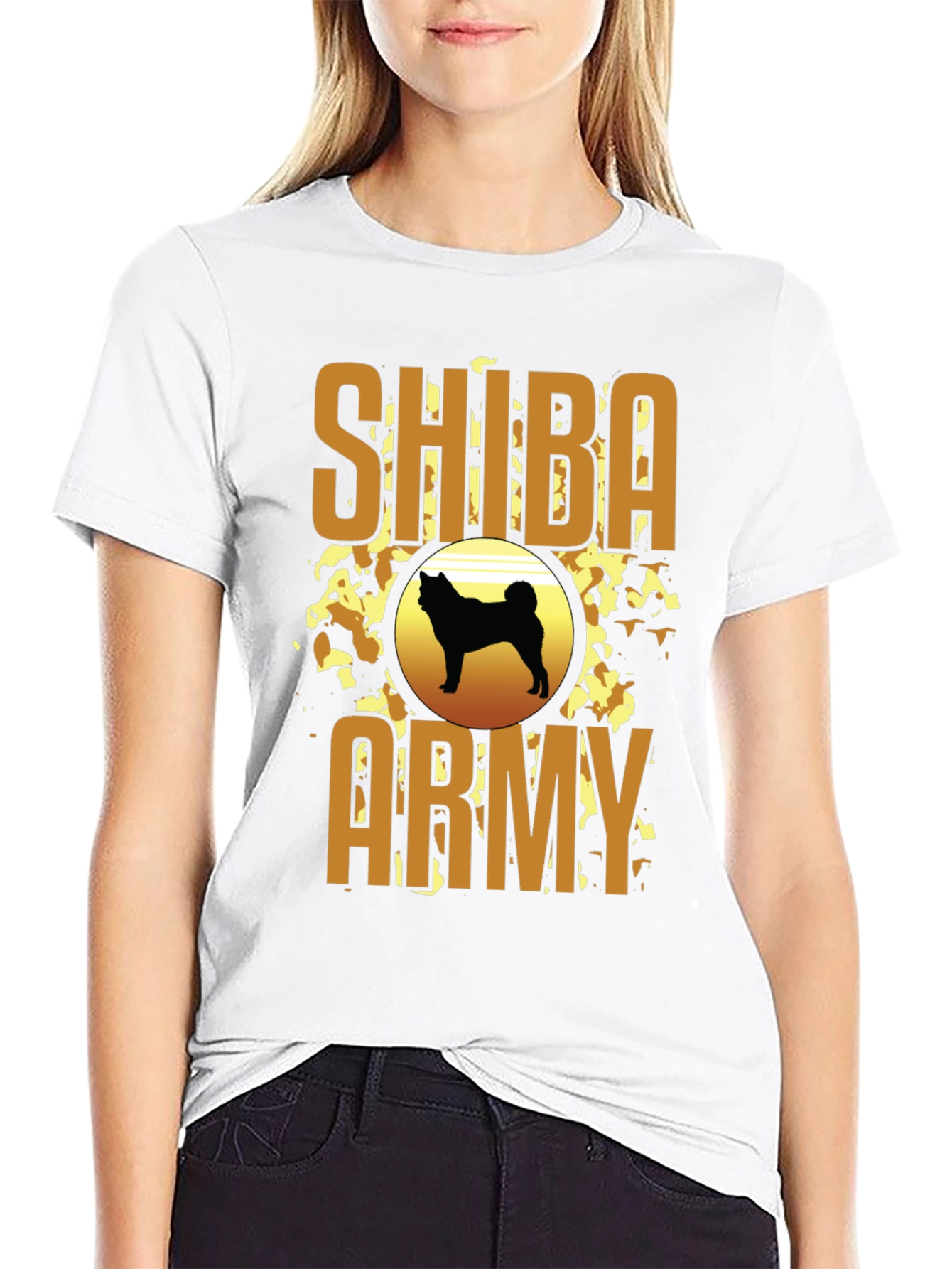 Shiba Army Graphic Tee - Black Crew Neck T-Shirt
