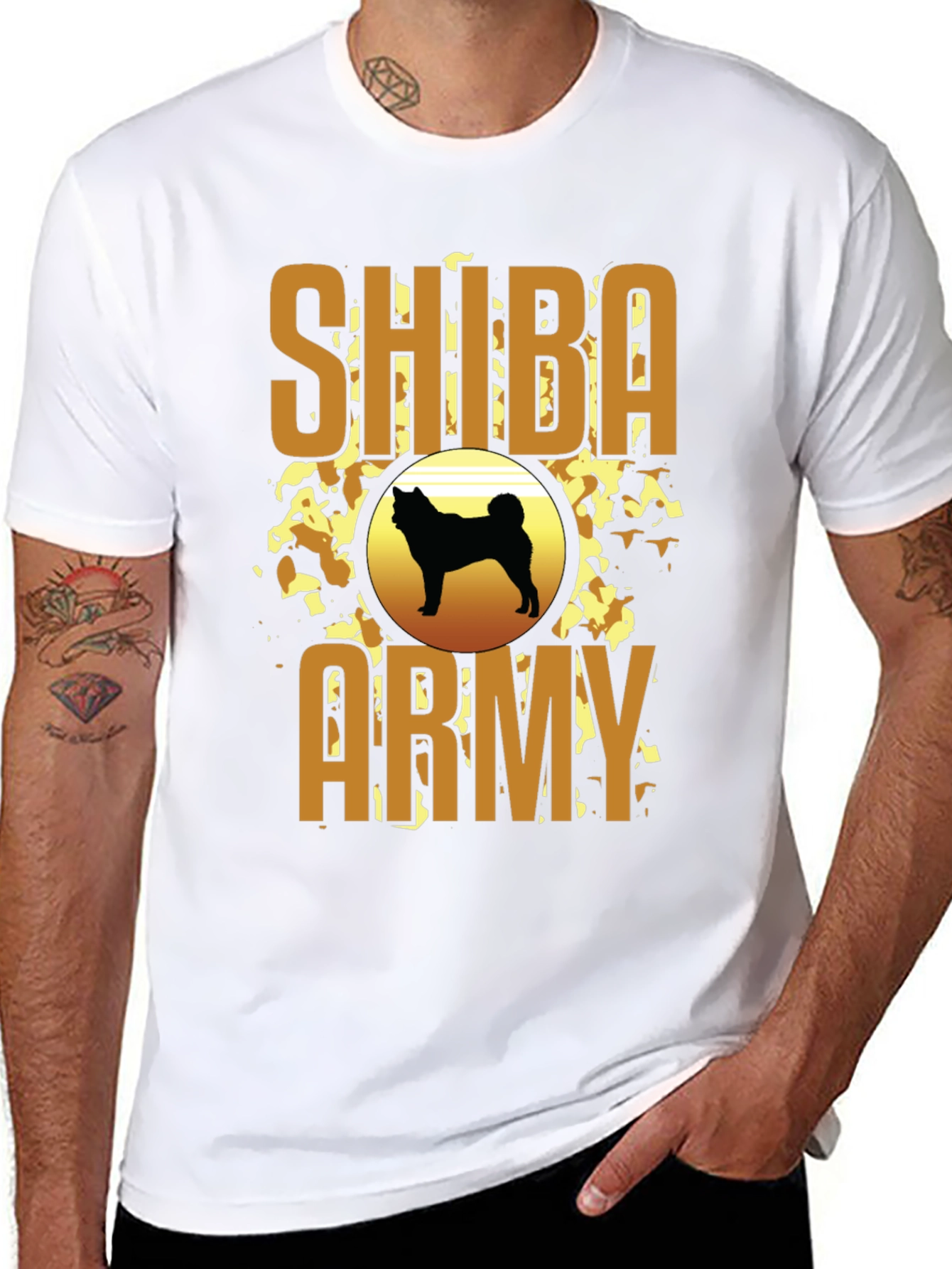 Shiba Army Graphic Tee - Black Crew Neck T-Shirt