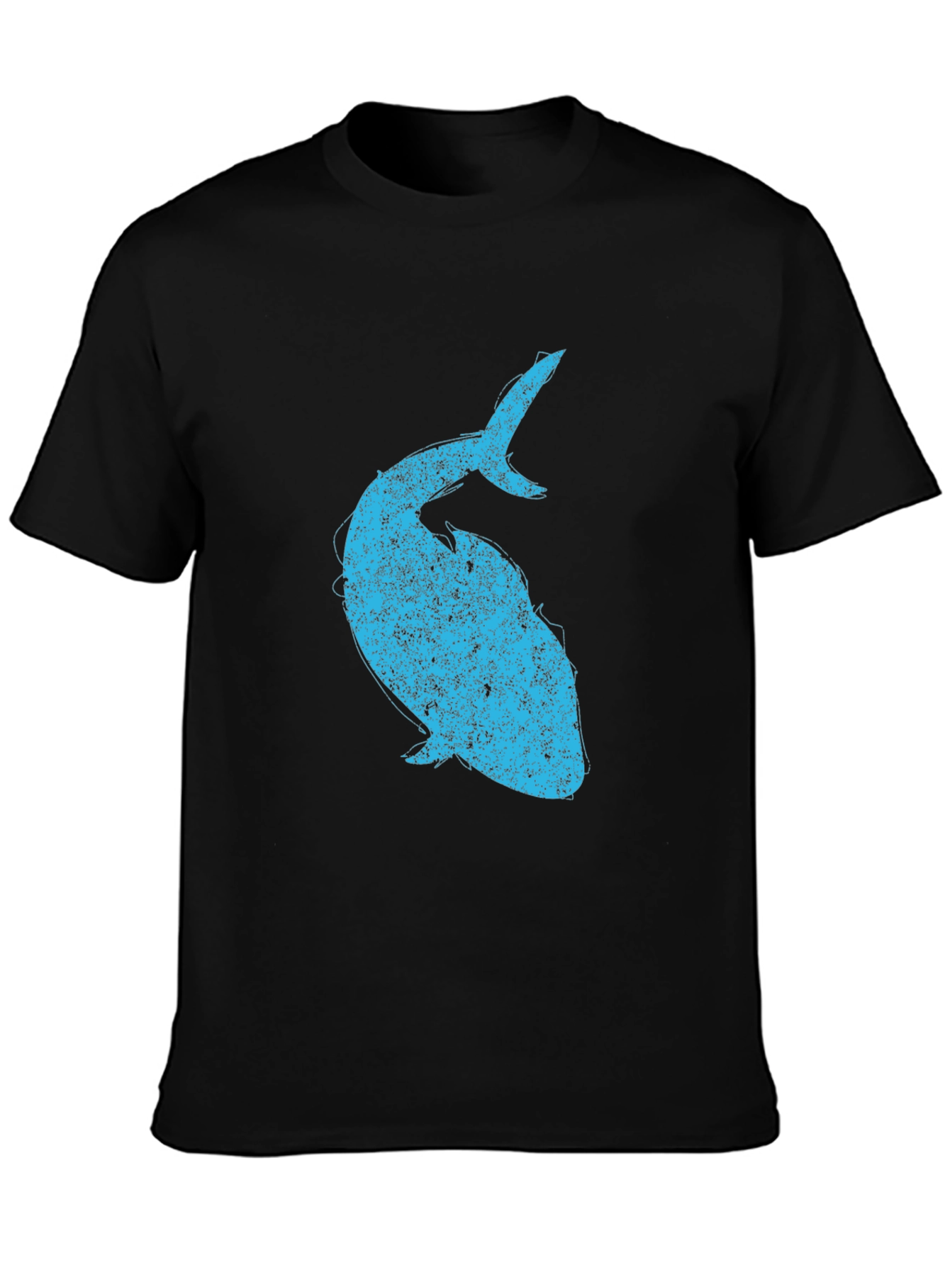 Mens Black T-Shirt with Blue Whale Graphic
