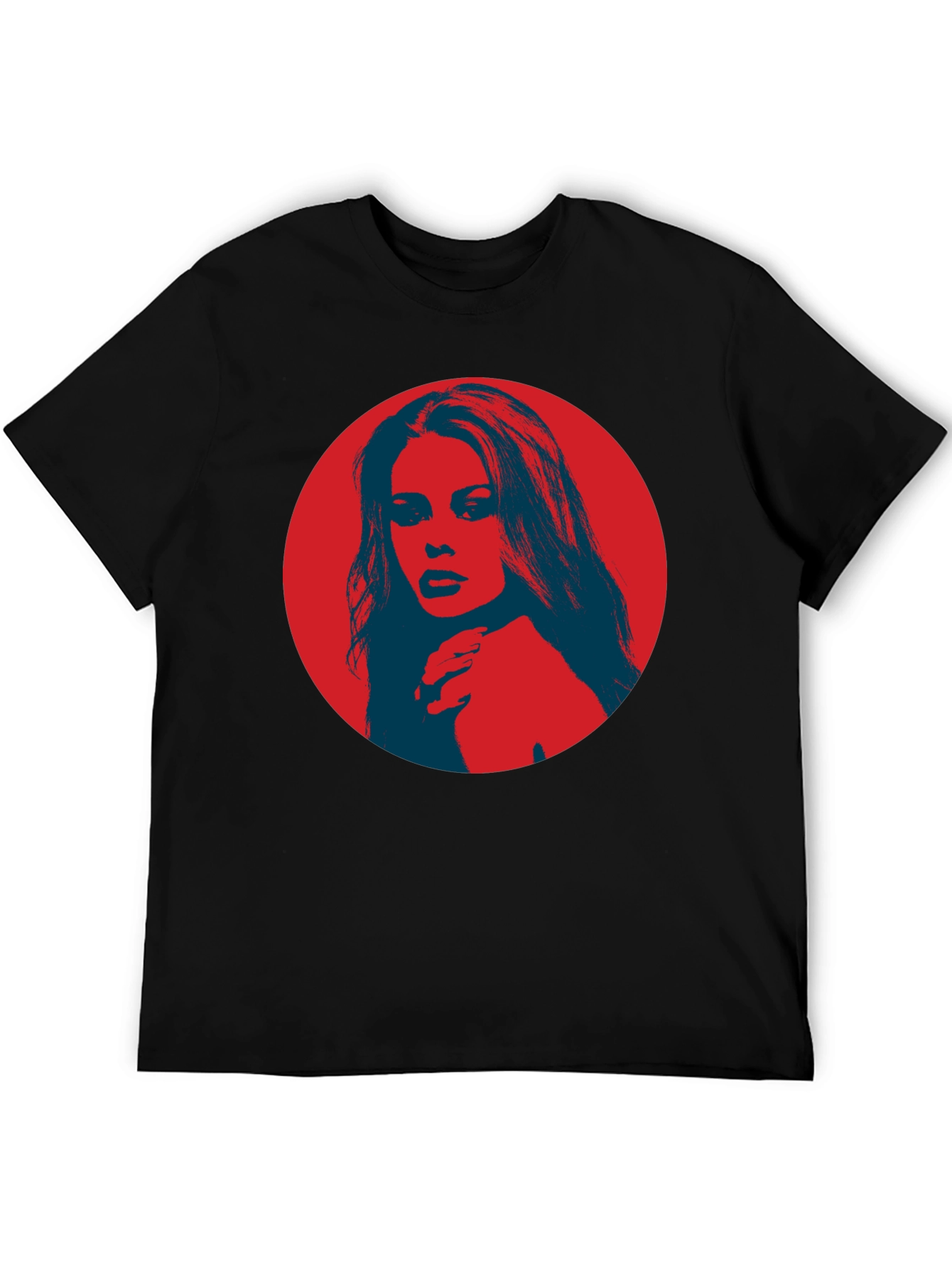 Retro Pop Art Portrait Graphic Tee - Black