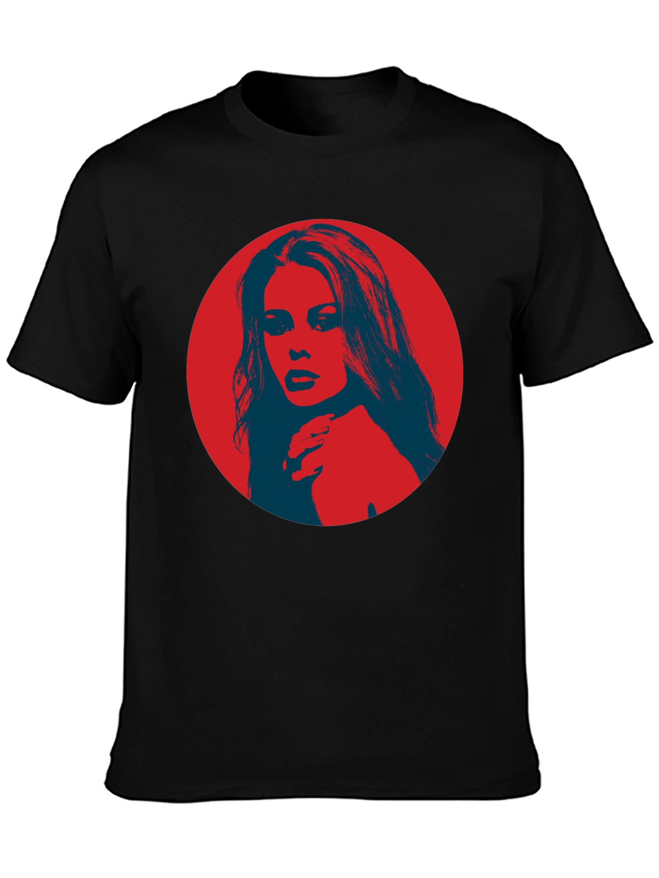 Retro Pop Art Portrait Graphic Tee - Black