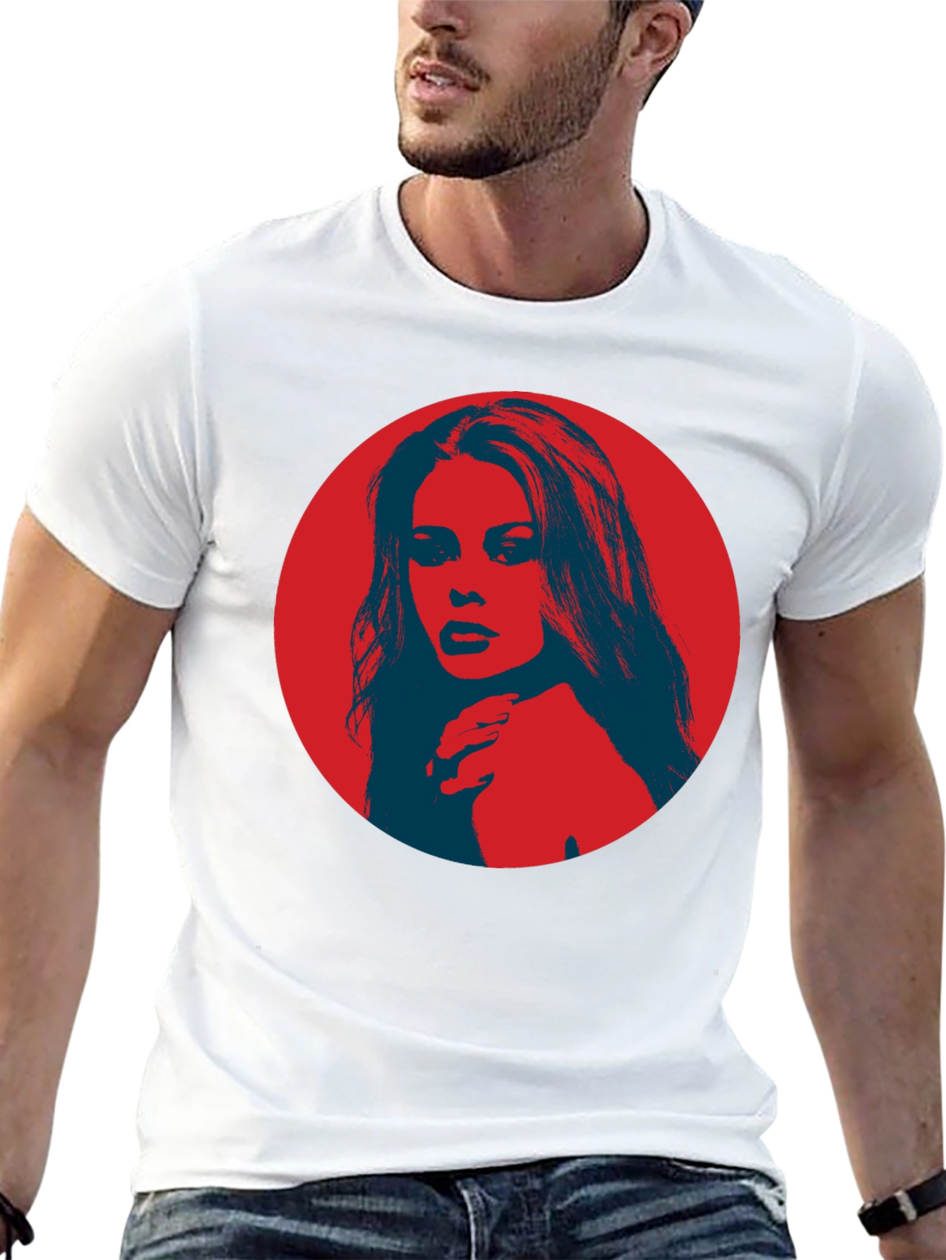 Retro Pop Art Portrait Graphic Tee - Black
