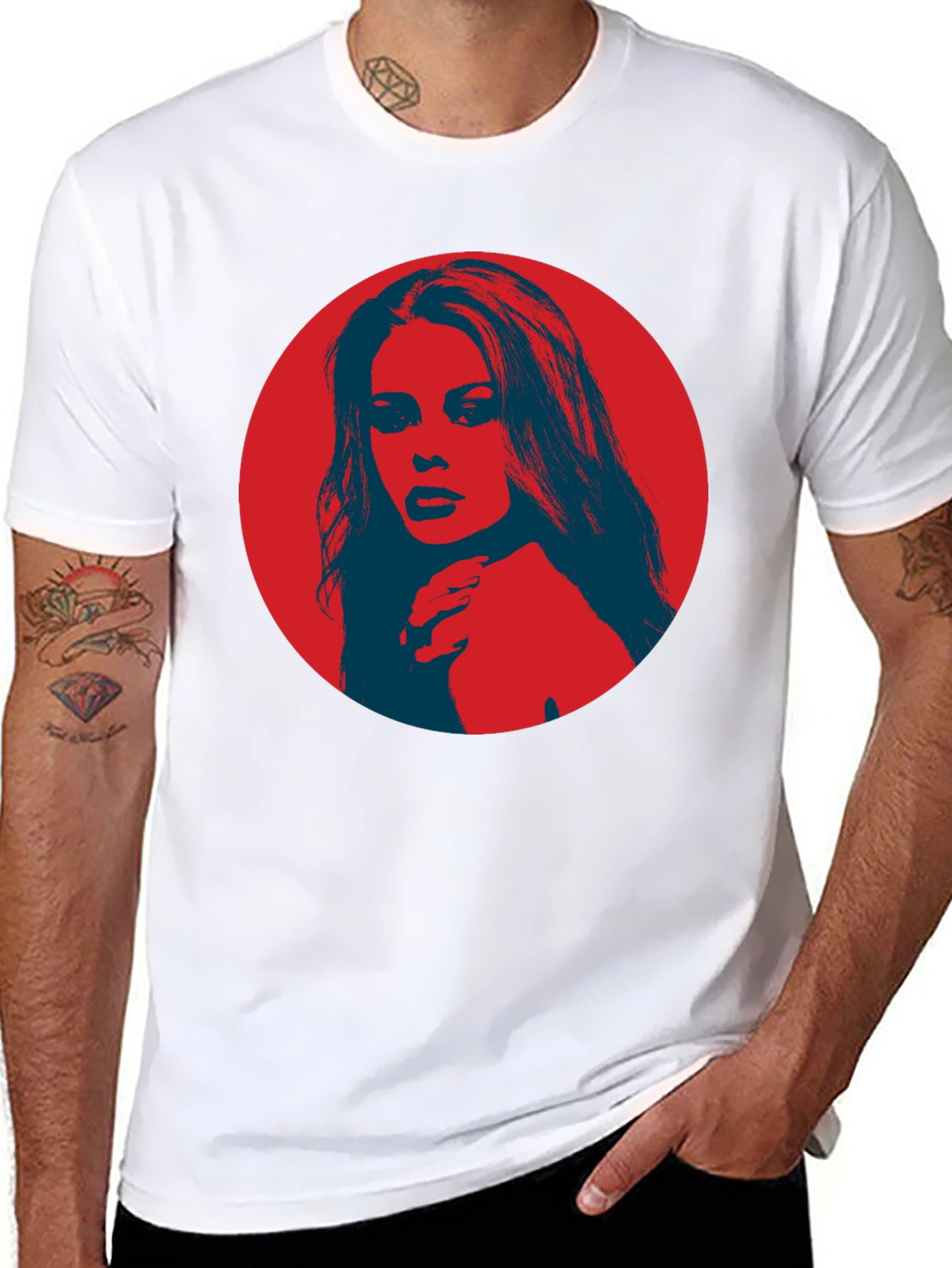 Retro Pop Art Portrait Graphic Tee - Black