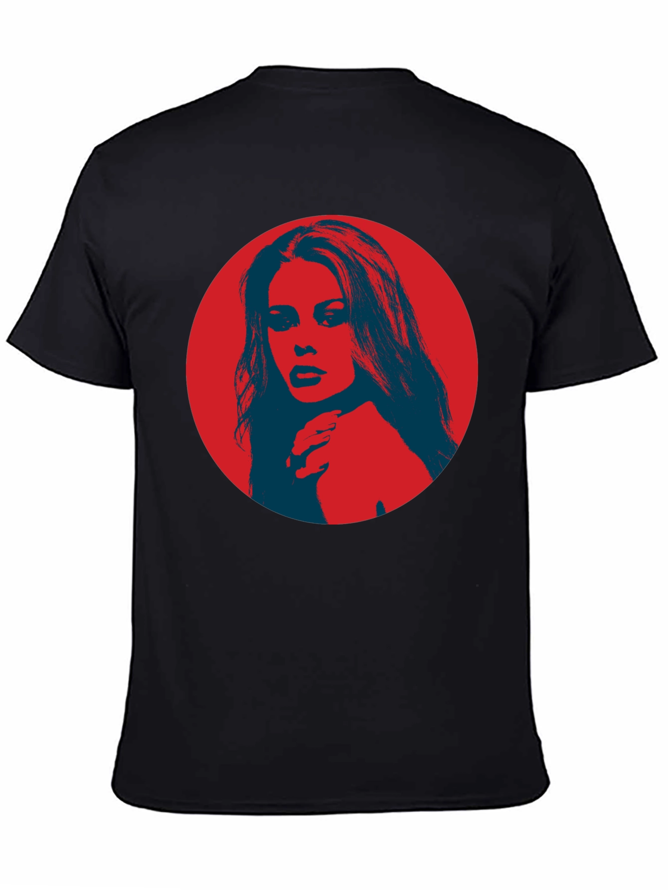 Retro Pop Art Portrait Graphic Tee - Black