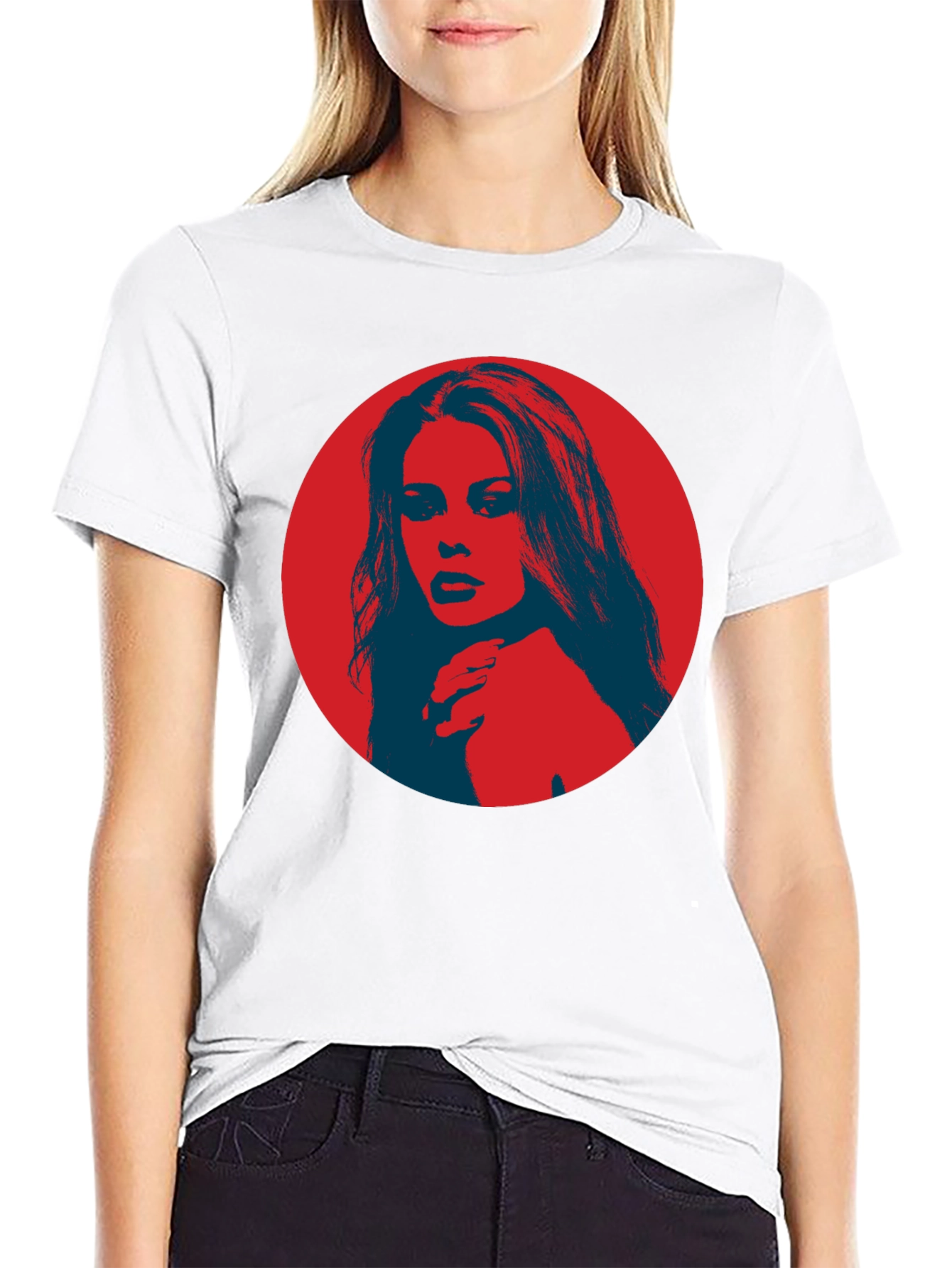 Retro Pop Art Portrait Graphic Tee - Black