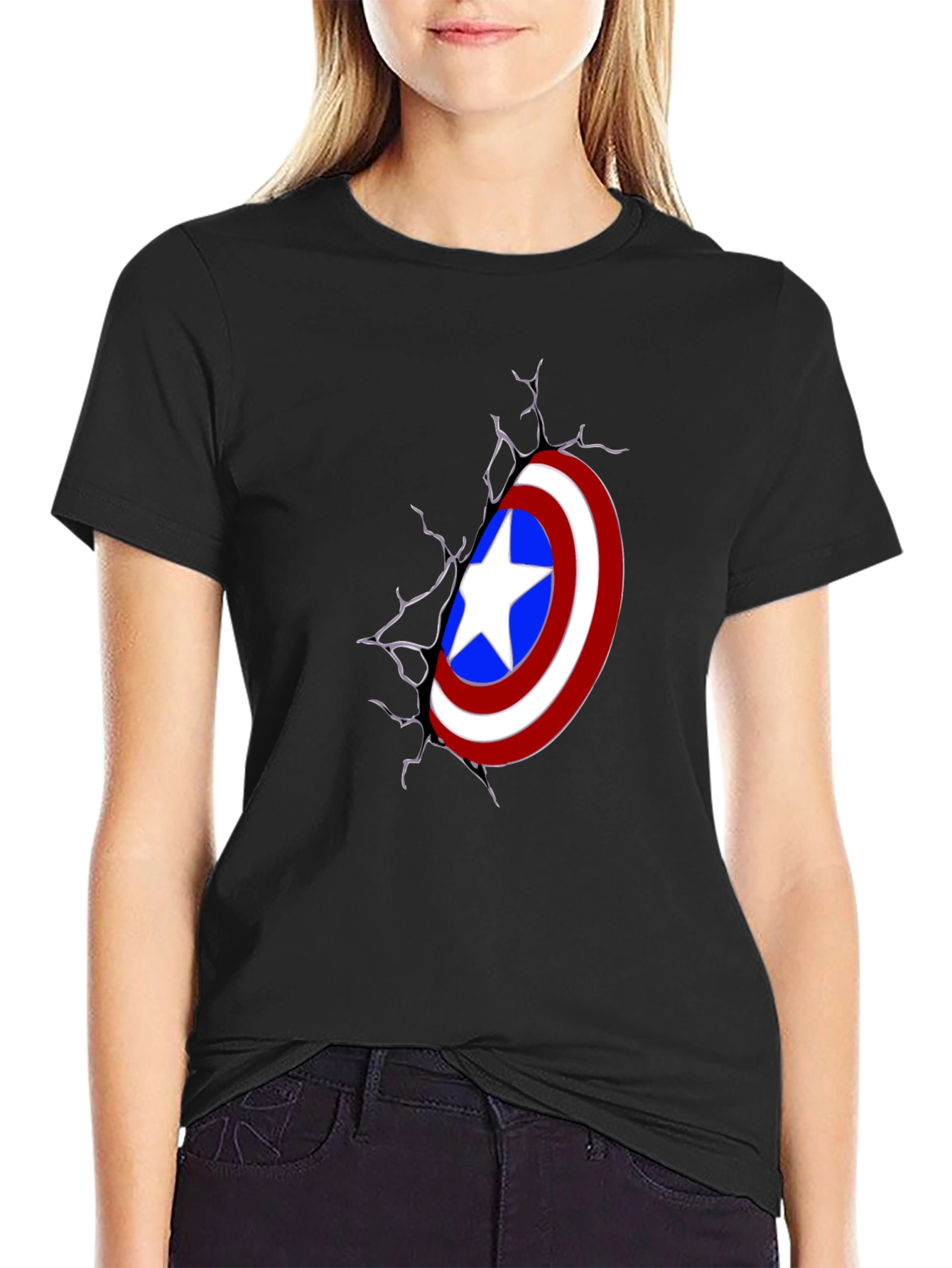 Captain America Shield Graphic Black T-Shirt