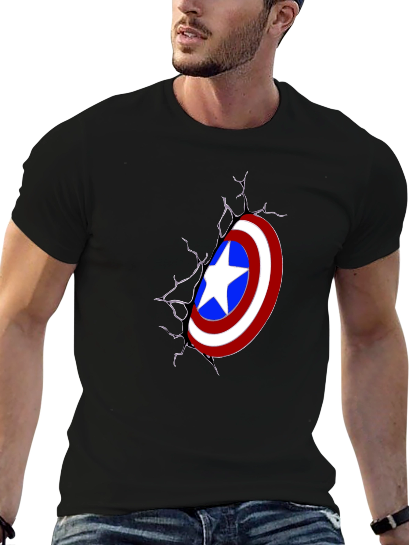 Captain America Shield Graphic Black T-Shirt