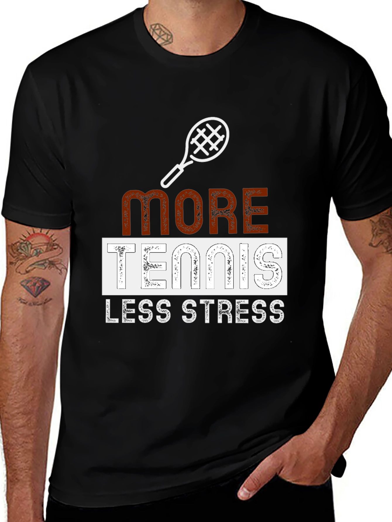 Tennis Lover Tee: More Tennis Less Stress