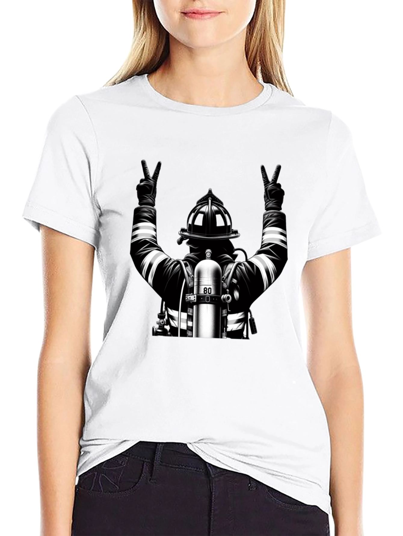 Firefighter Peace Graphic Tee - Black