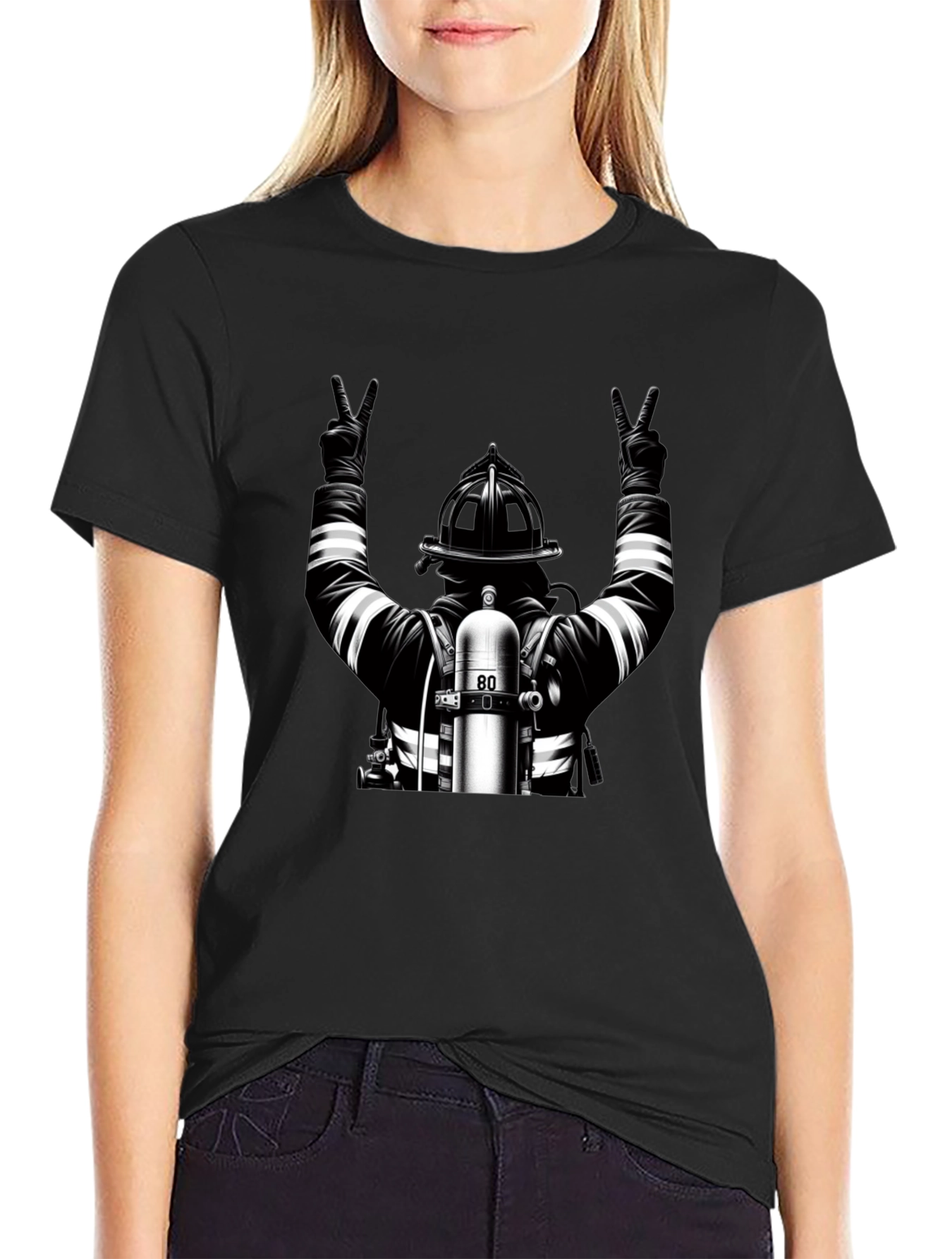 Firefighter Peace Graphic Tee - Black