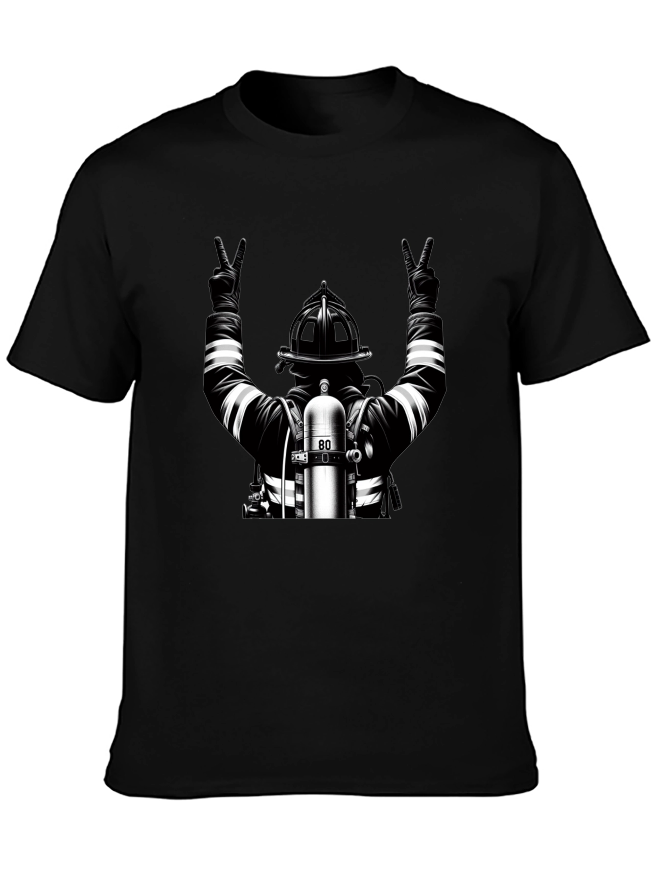 Firefighter Peace Graphic Tee - Black