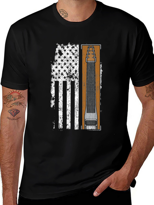 Patriotic Lap Steel Guitar Flag T-Shirt