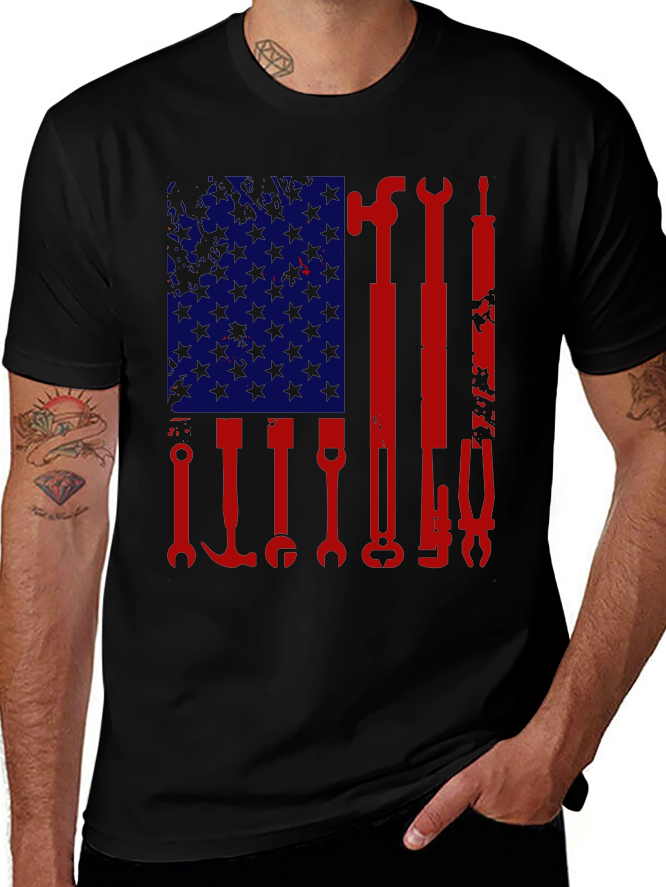 American Flag Tools Graphic T-Shirt