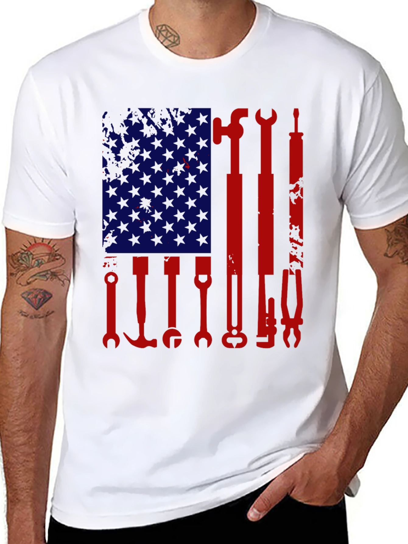 American Flag Tools Graphic T-Shirt