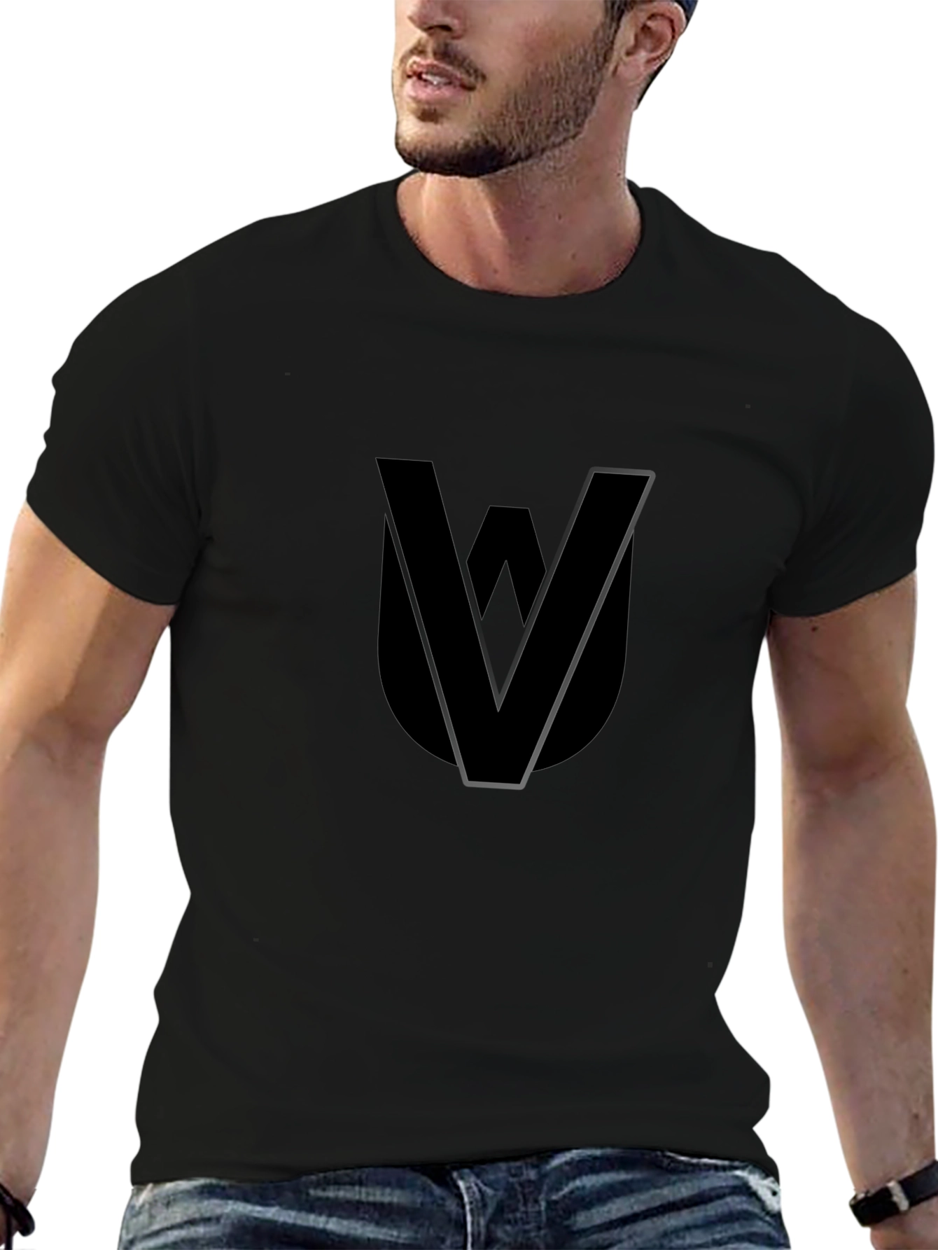 Stylish Black T-Shirt with Unique Graphic Design