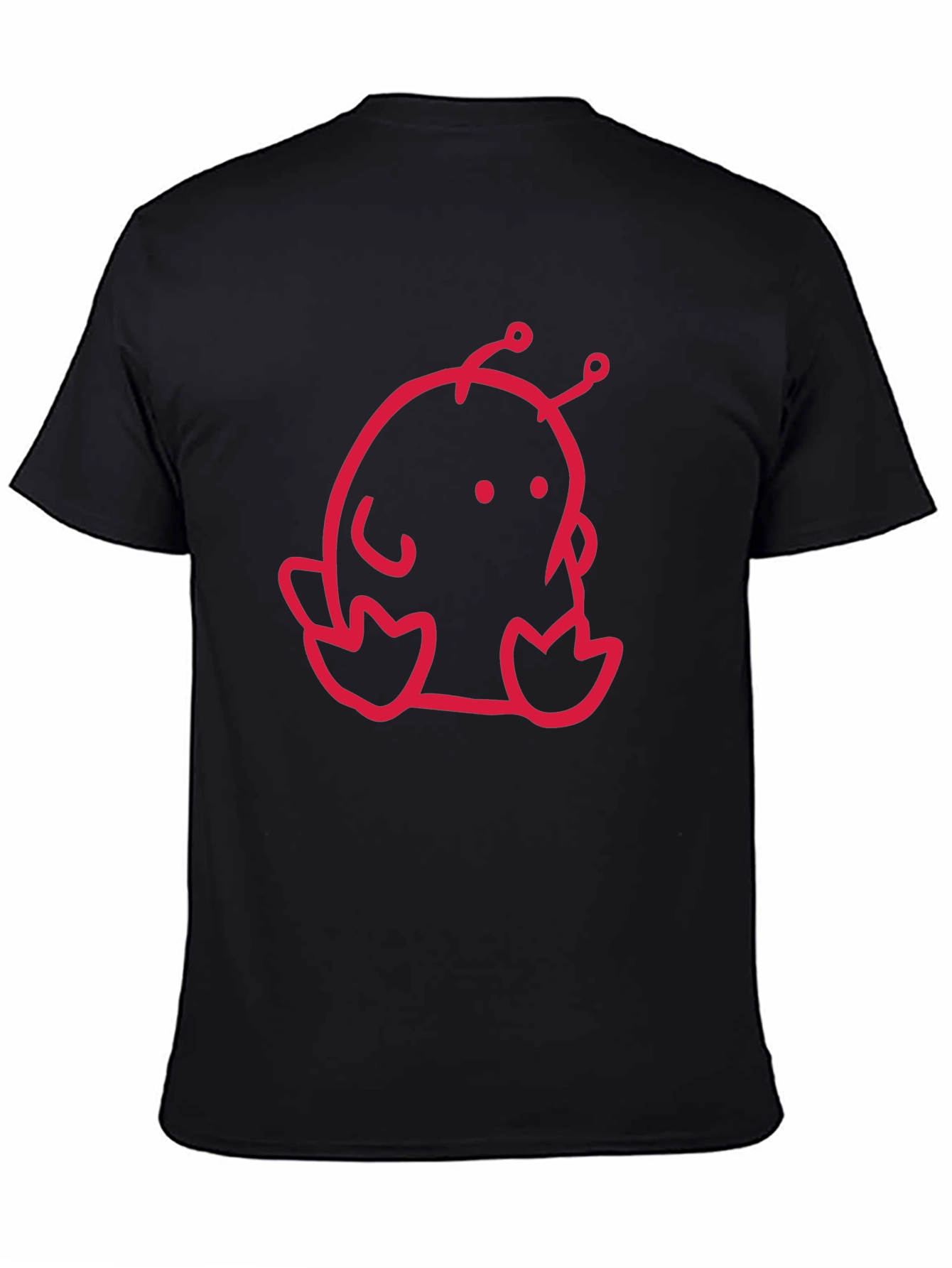 Cute Red Alien Graphic Black T-Shirt