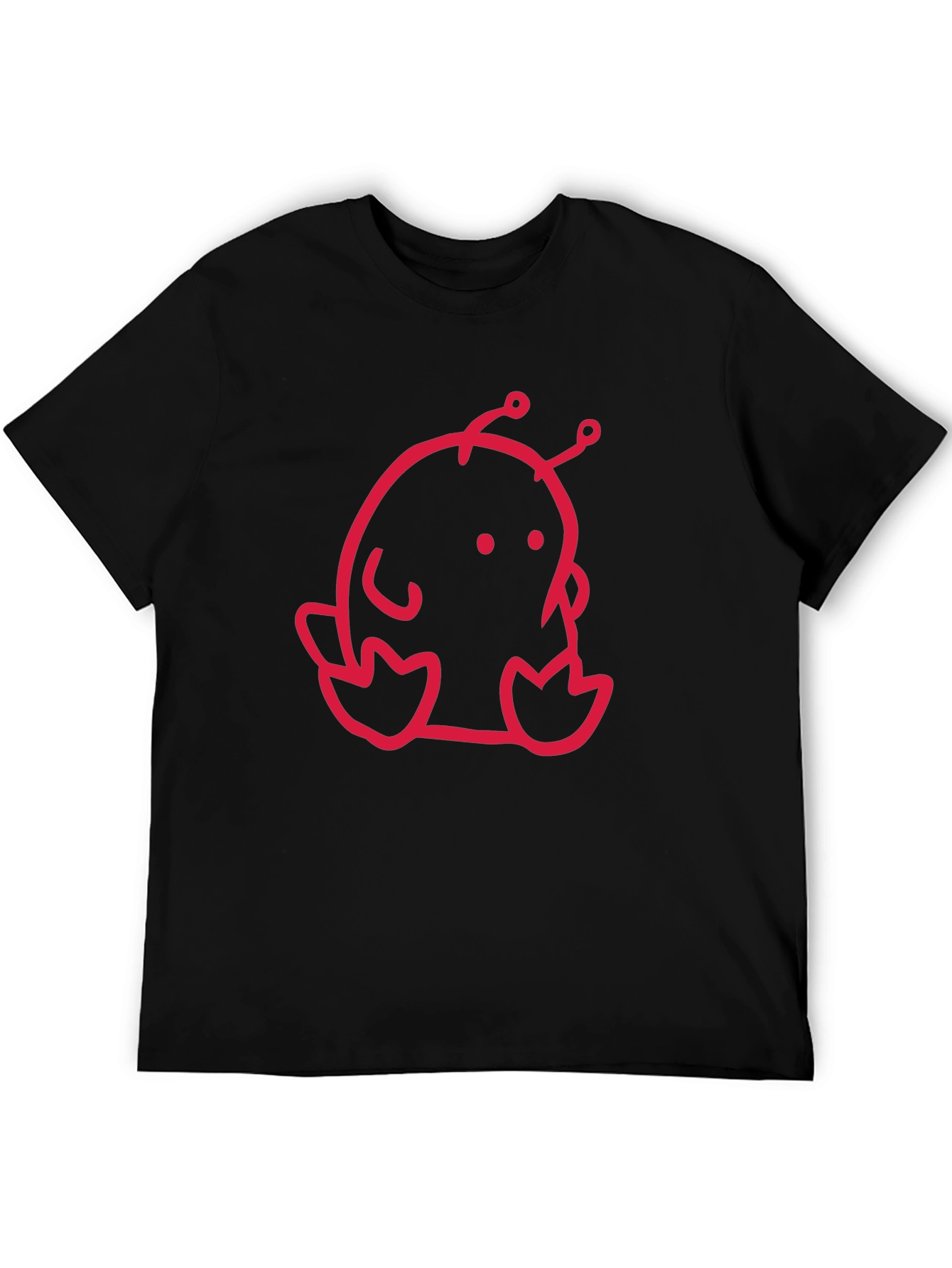 Cute Red Alien Graphic Black T-Shirt